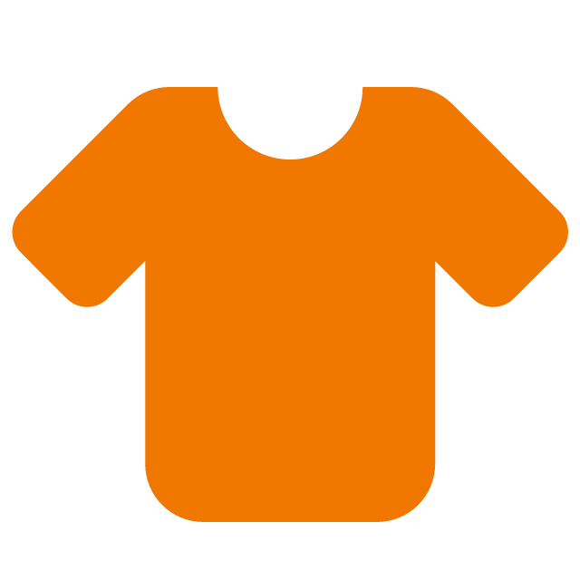 Icon of an orange T-shirt with a black round neck.