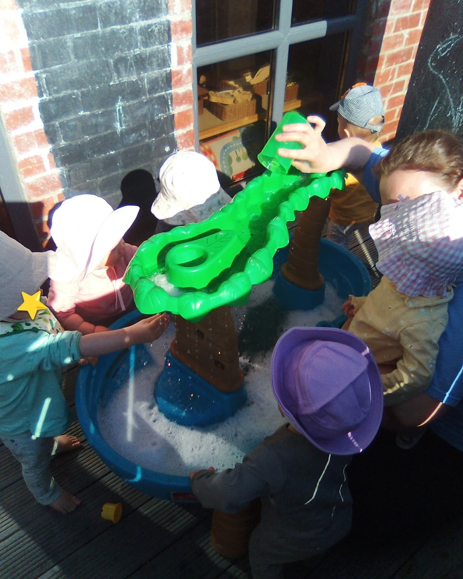 #brightstarcls 
In Room 0-1.5 we have had lots of fun playing in the garden. All the children got stuck straight into play with the water tray. During this time the children responded well to the adults vocabulary used such as "splish", &qu
