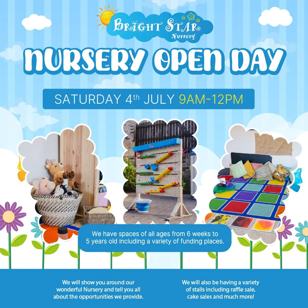Come and discover everything 𝐁𝐫𝐢𝐠𝐡𝐭 𝐒𝐭𝐚𝐫 𝐍𝐮𝐫𝐬𝐞𝐫𝐲 𝐁𝐢𝐫𝐭𝐥𝐞𝐲 has to offer at our Open Day! ✨

📅 Saturday 4th July
⏰ 9am &ndash; 12pm

We&rsquo;ll be showing families around our wonderful nursery and sharing all the amazing opport