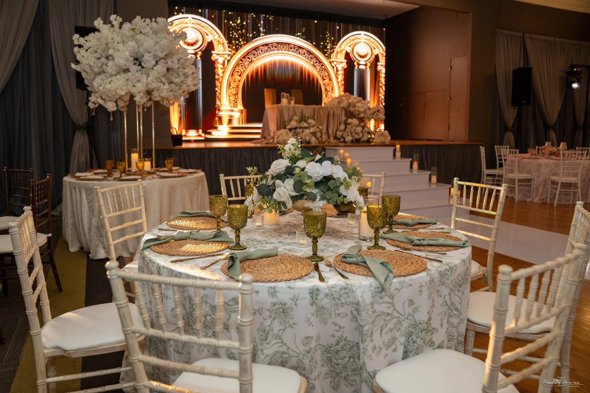 Elegant table centerpiece setup Swiss Park & Hall San Diego Chula Vista CA