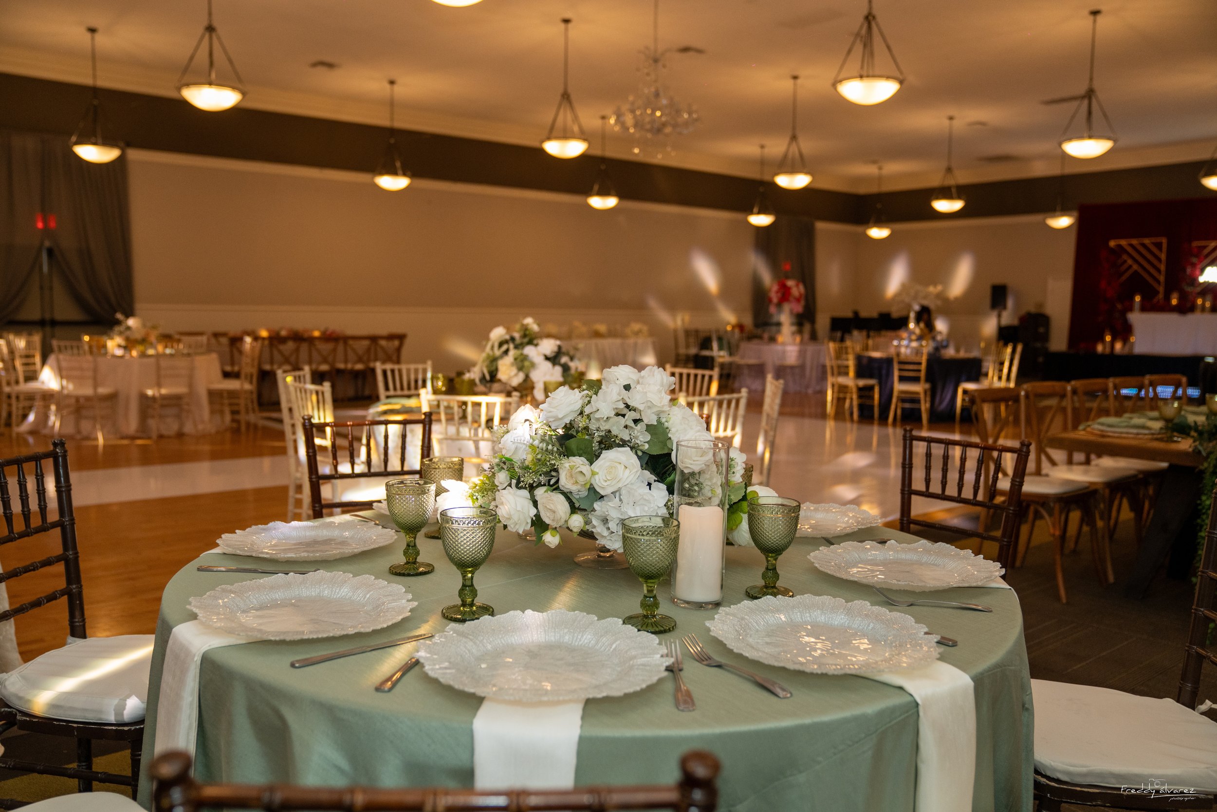 Elegant table centerpiece setup Swiss Park & Hall San Diego Chula Vista CA