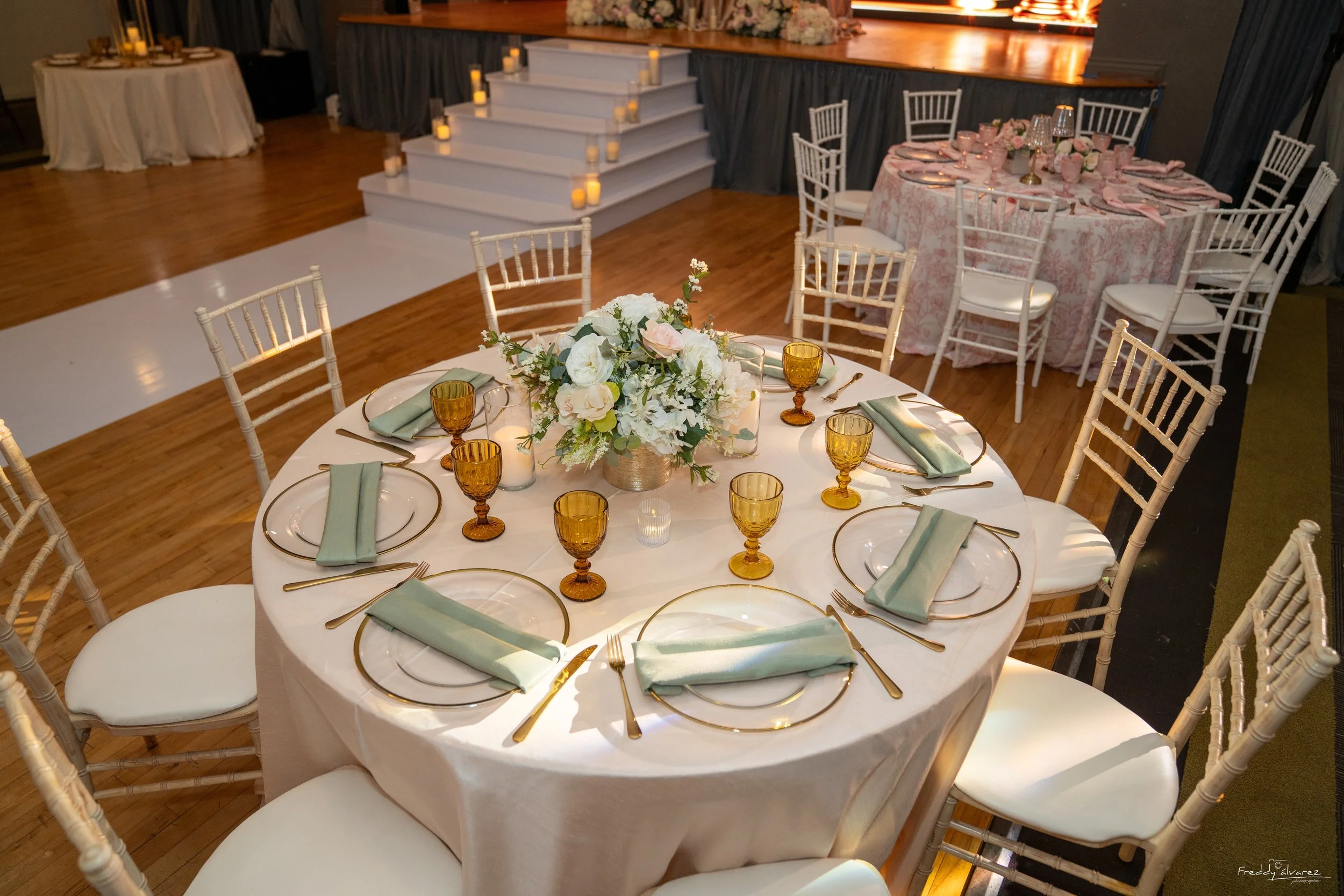 Elegant table centerpiece setup Swiss Park & Hall San Diego Chula Vista CA
