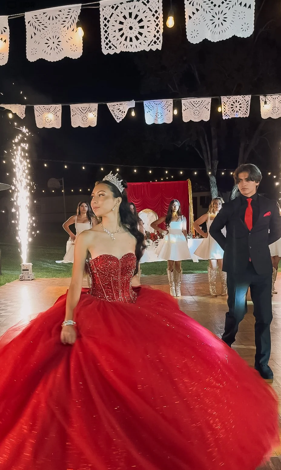 Quinceañera celebration with cold sparks at Swiss Park & Hall San Diego Chula Vista