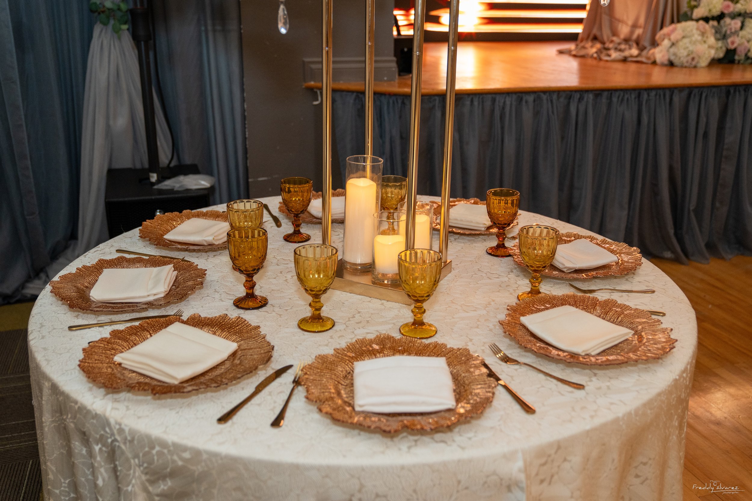 Elegant table centerpiece setup Swiss Park & Hall San Diego Chula Vista CA