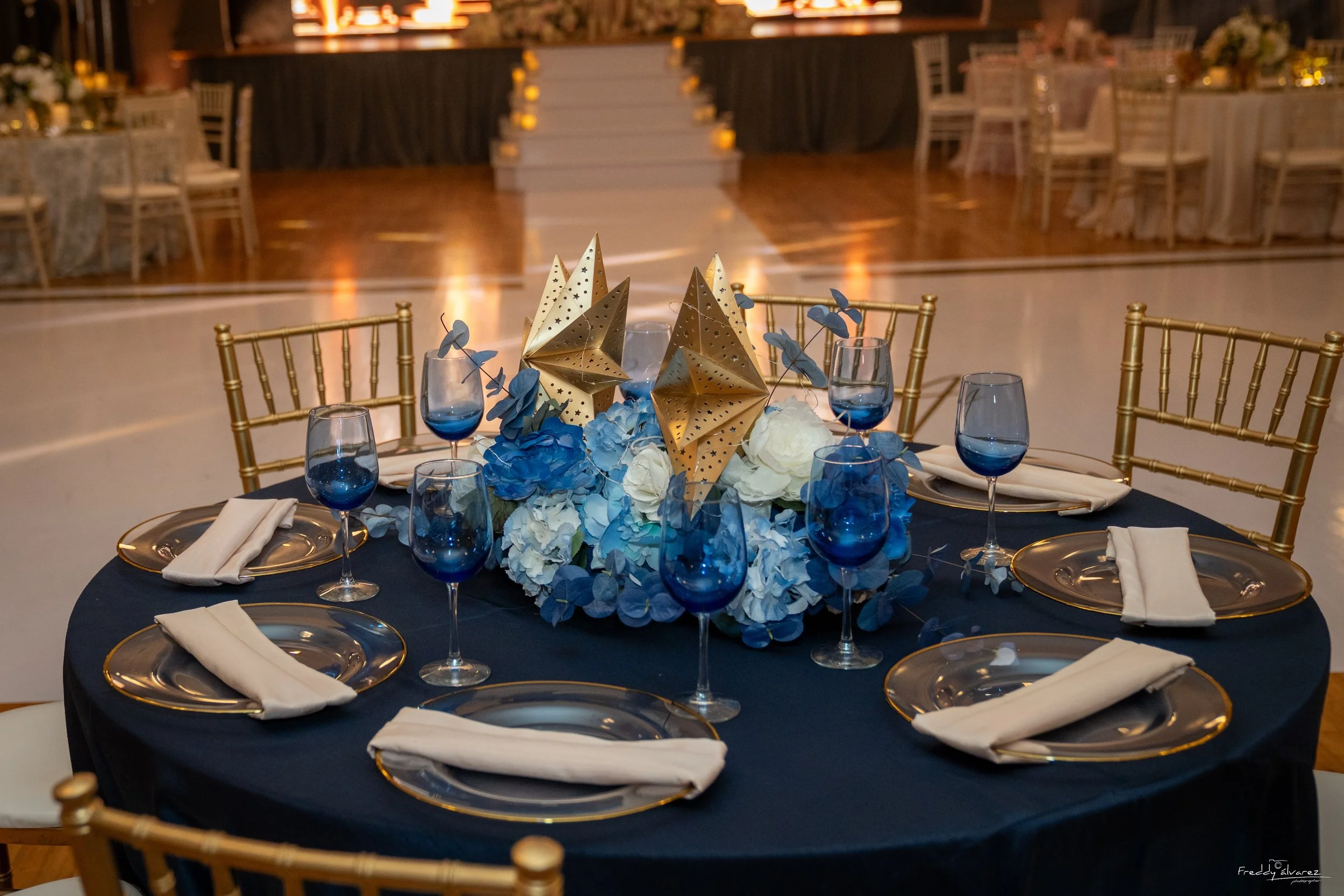 Elegant table centerpiece setup Swiss Park & Hall San Diego Chula Vista CA