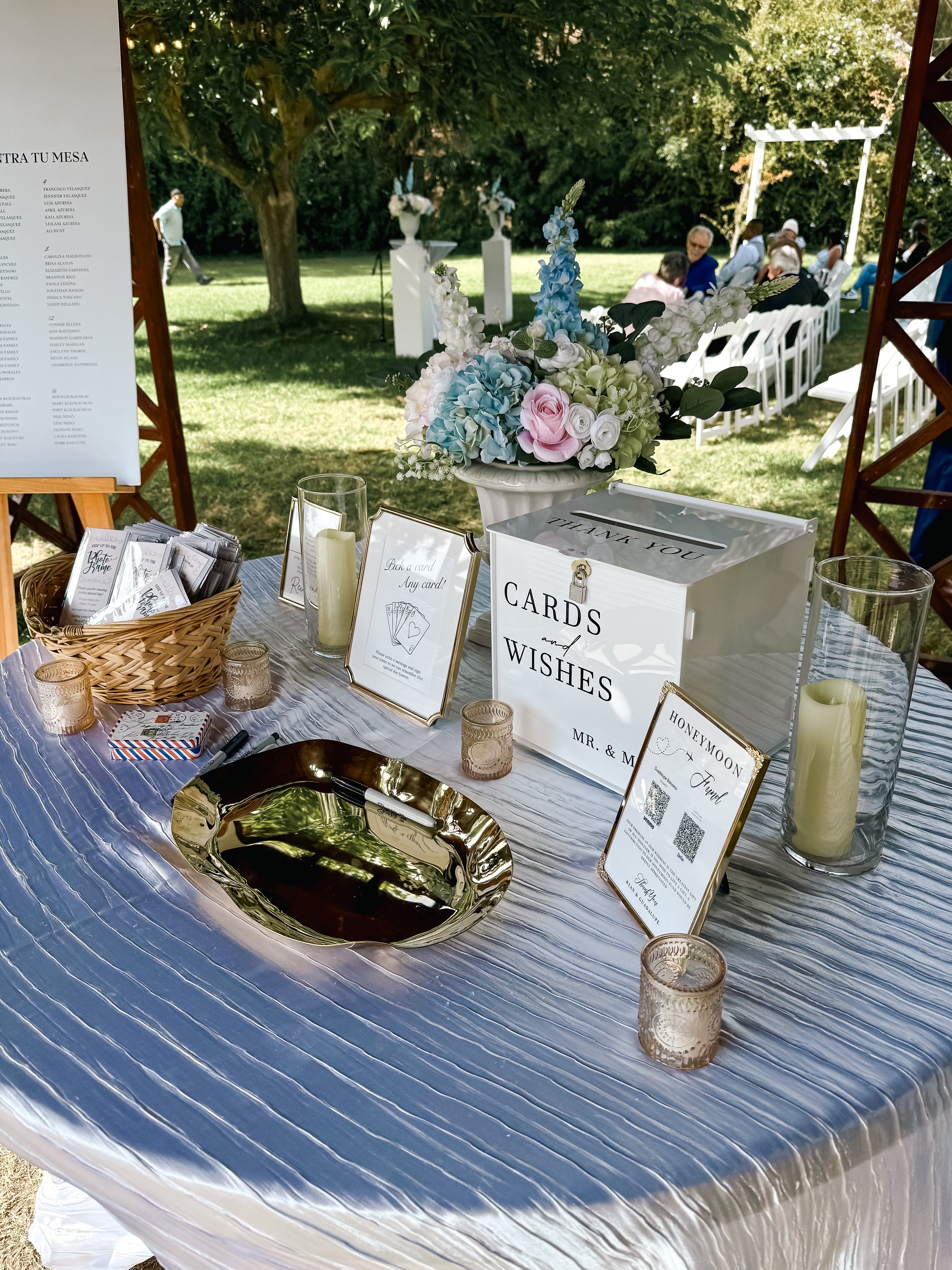 Garden wedding setup at Swiss Park in Chula Vista