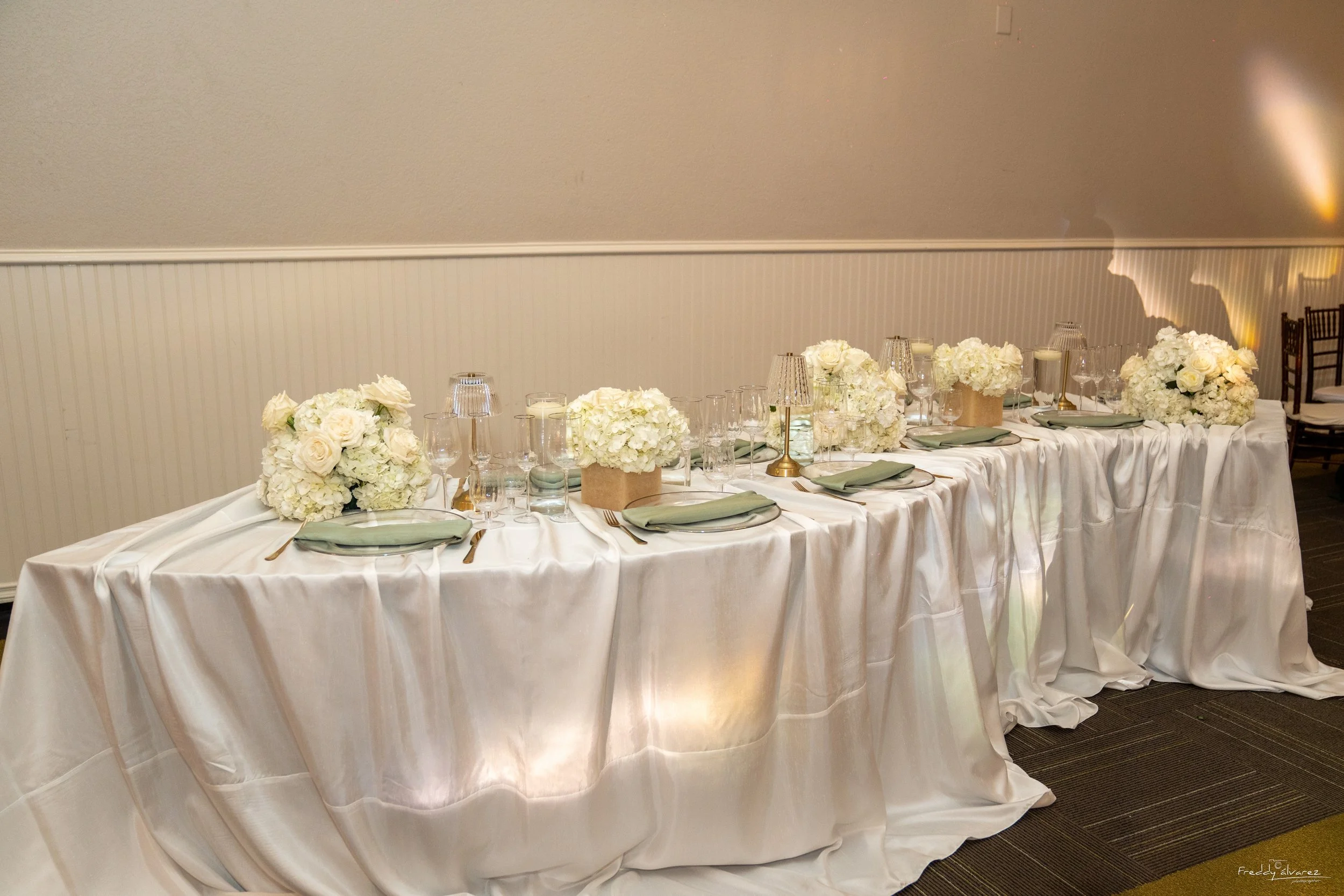 Elegant table centerpiece setup Swiss Park & Hall San Diego Chula Vista CA