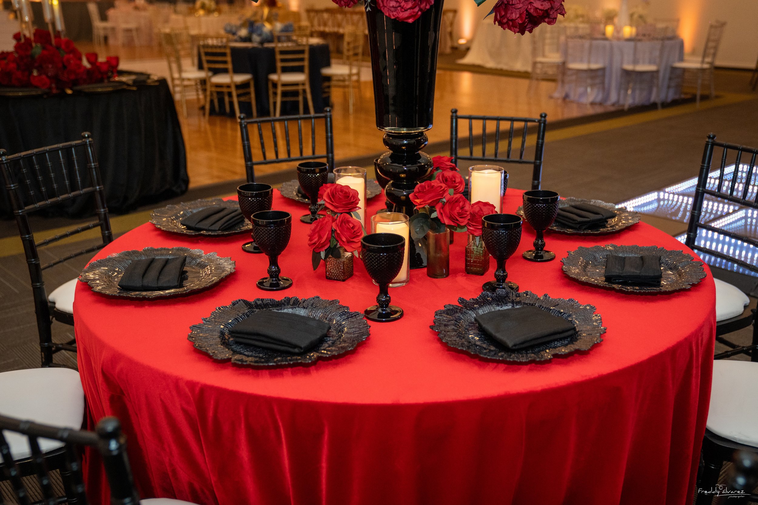 Elegant table centerpiece setup Swiss Park & Hall San Diego Chula Vista CA