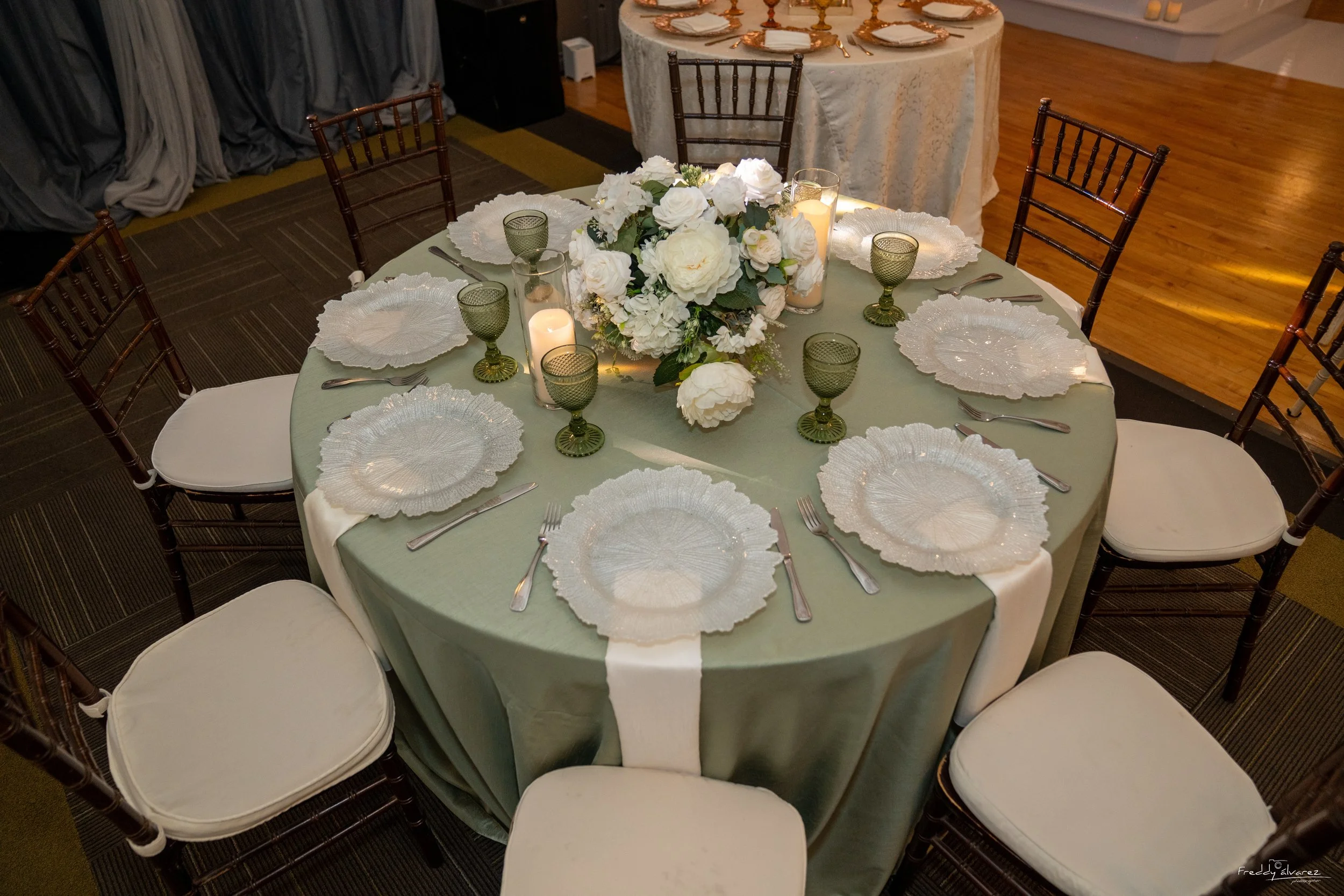 Elegant table centerpiece setup Swiss Park & Hall San Diego Chula Vista CA