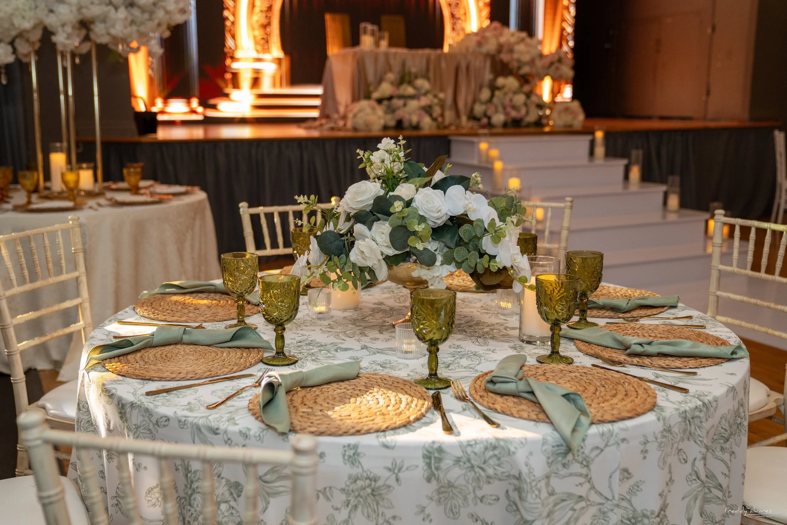 Elegant table centerpiece setup Swiss Park & Hall San Diego Chula Vista CA