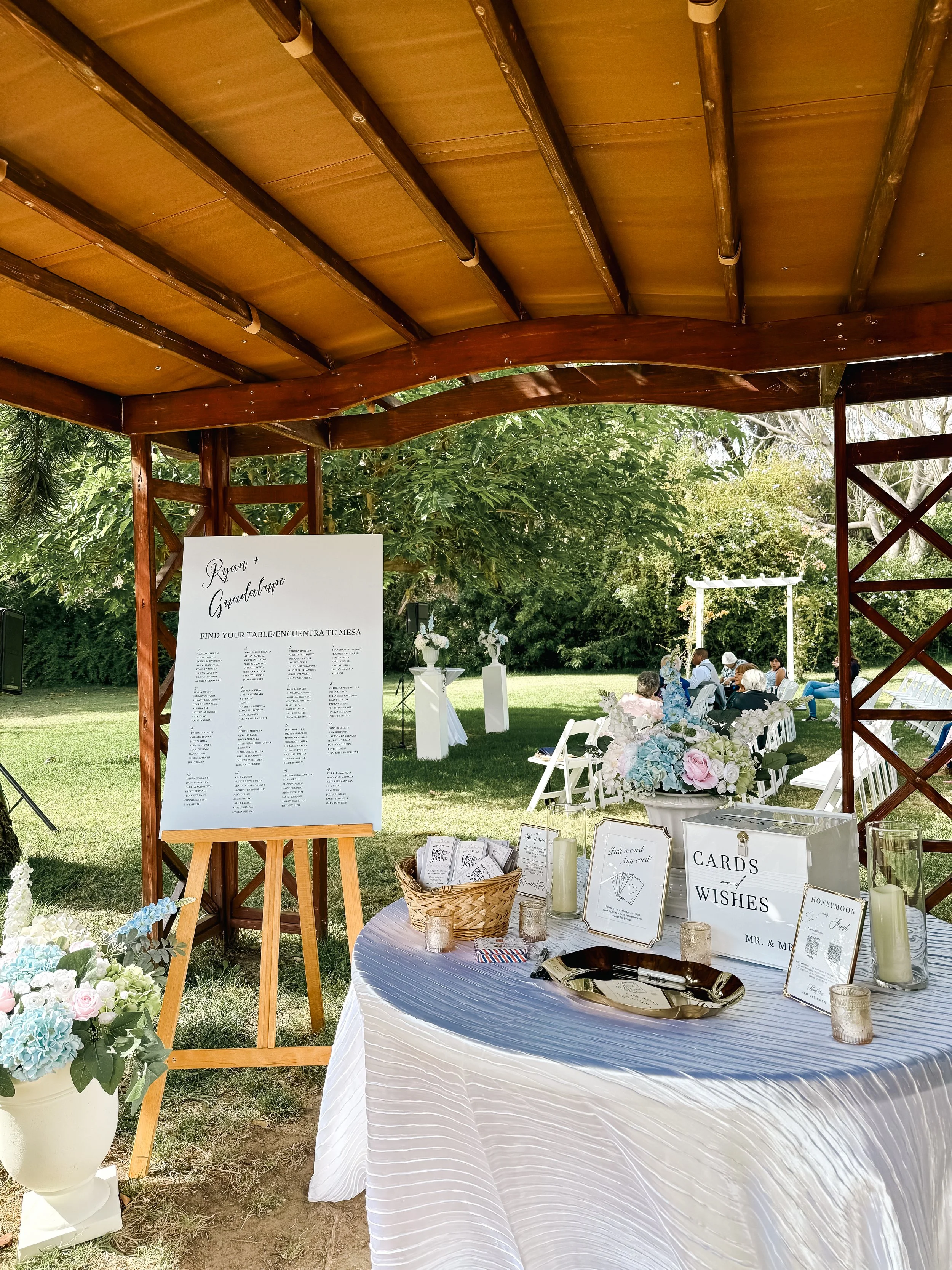 Garden wedding setup at Swiss Park in Chula Vista