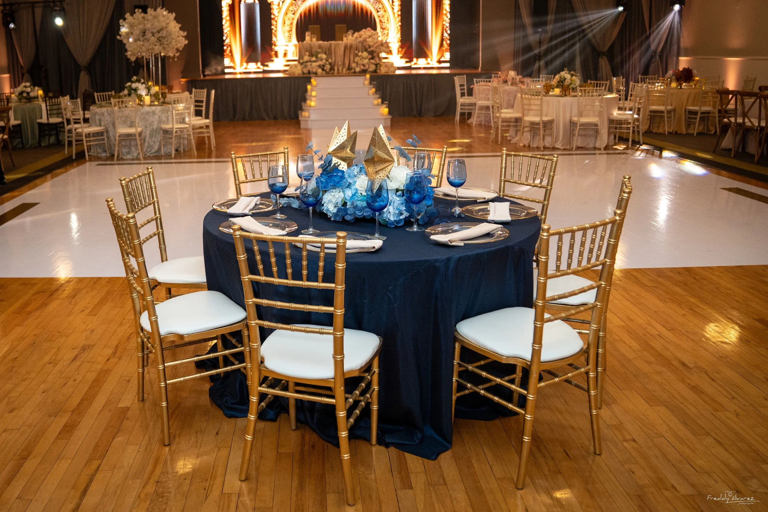 Elegant table centerpiece setup Swiss Park & Hall San Diego Chula Vista CA