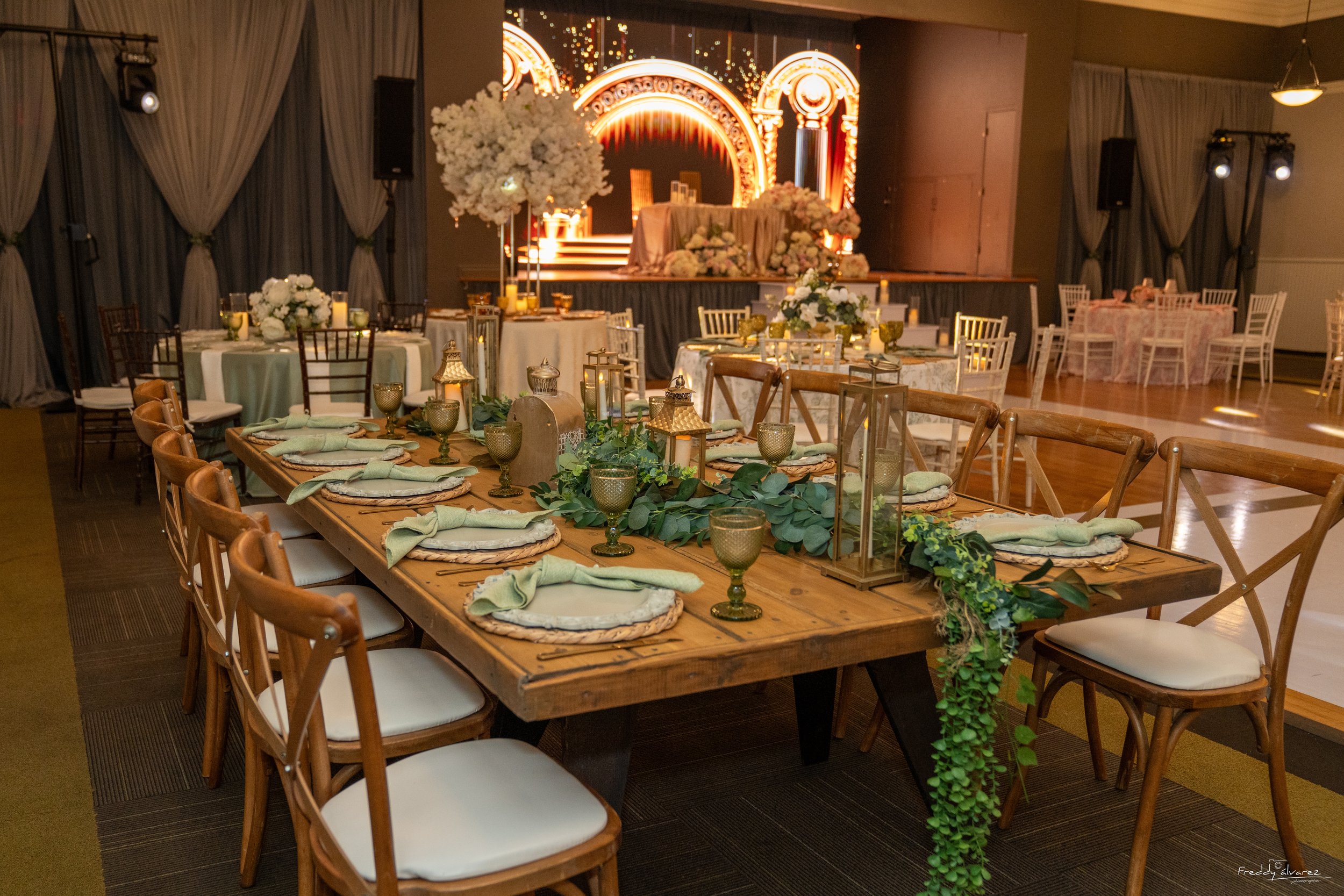 Elegant table centerpiece setup Swiss Park & Hall San Diego Chula Vista CA