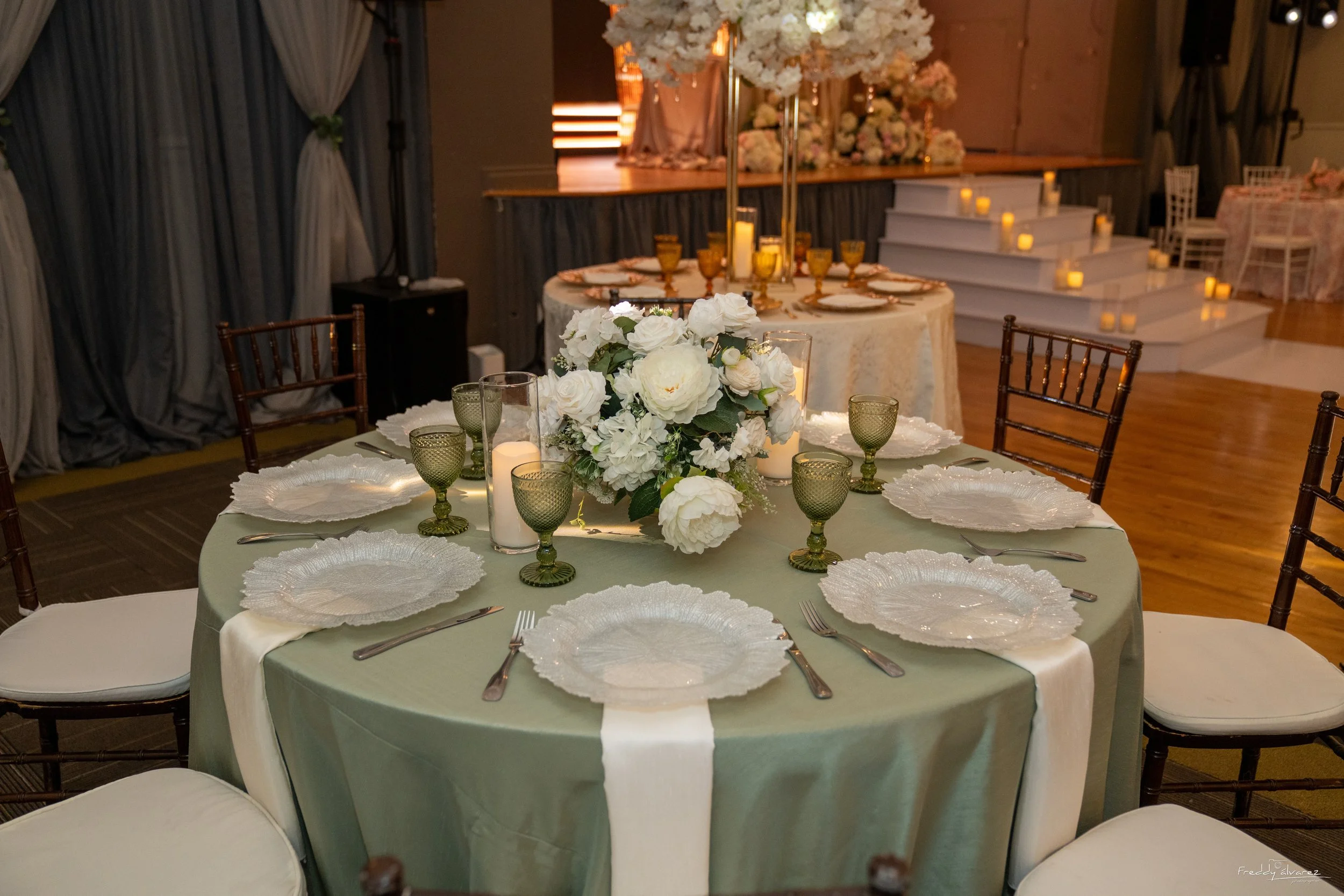 Elegant table centerpiece setup Swiss Park & Hall San Diego Chula Vista CA