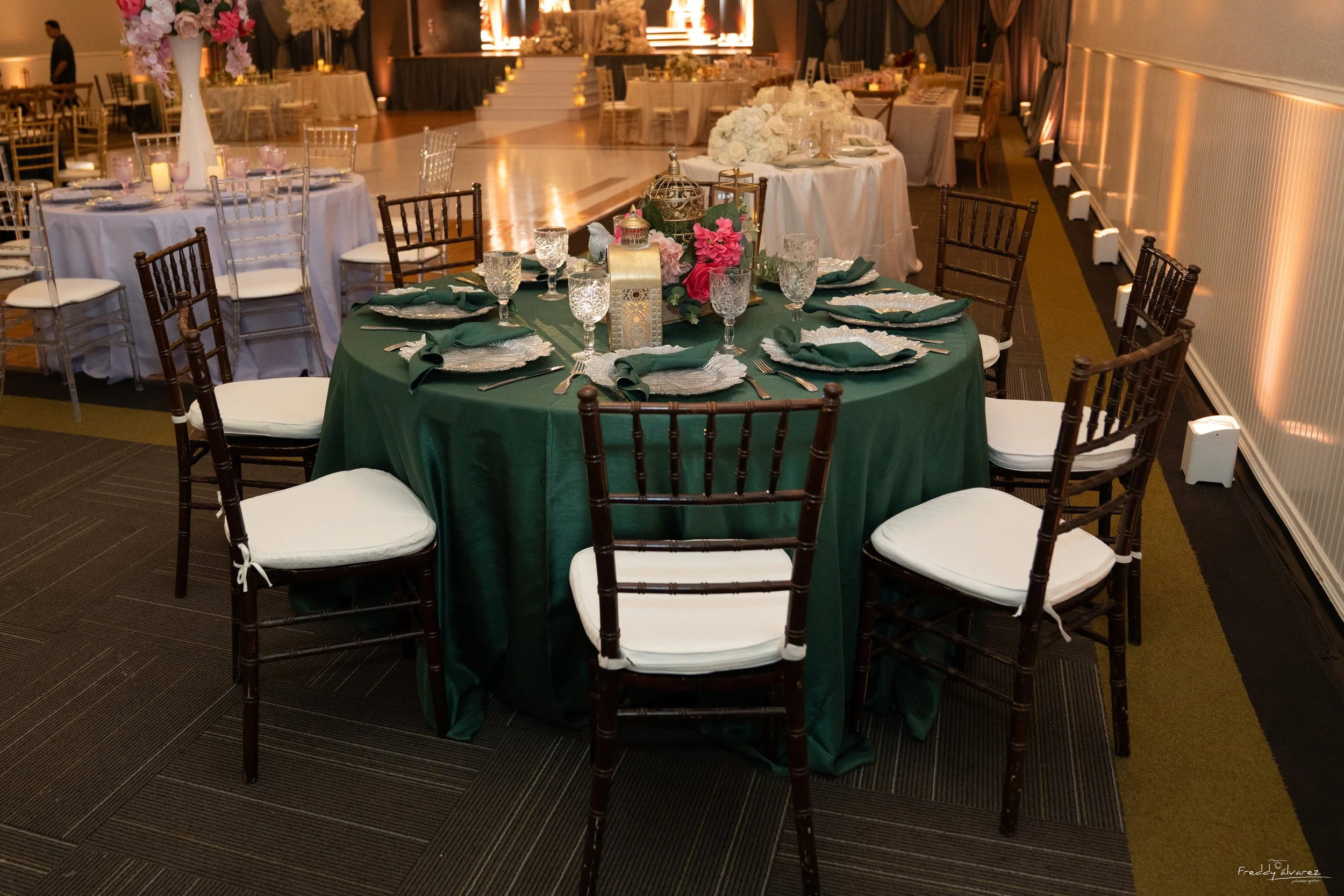 Elegant table centerpiece setup Swiss Park & Hall San Diego Chula Vista CA