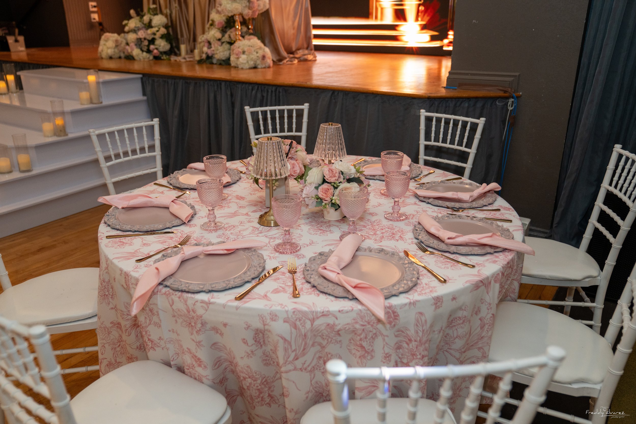 Elegant table centerpiece setup Swiss Park & Hall San Diego Chula Vista CA