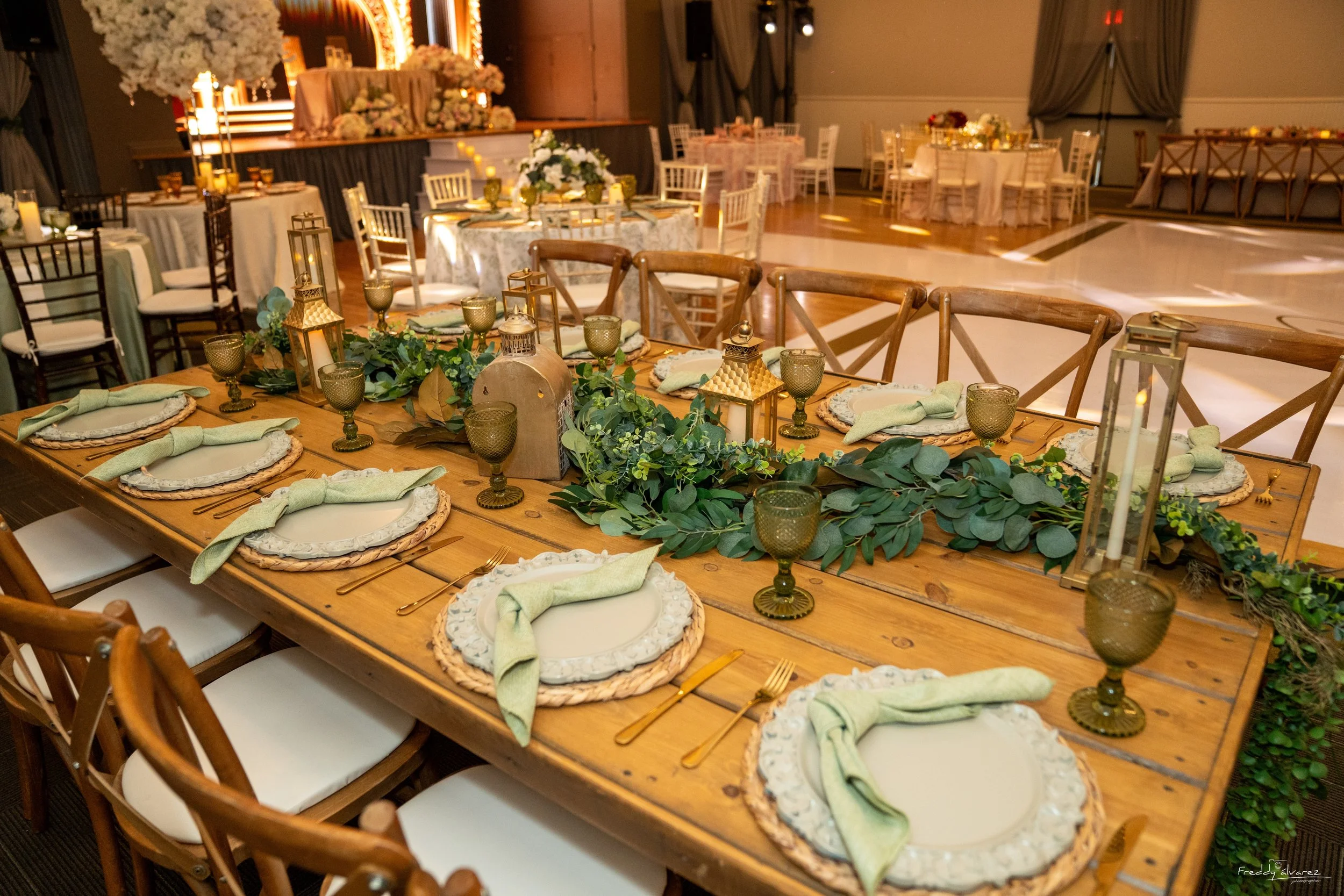 Elegant table centerpiece setup Swiss Park & Hall San Diego Chula Vista CA