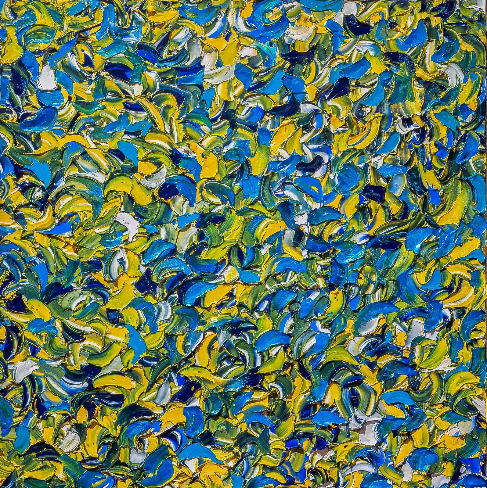 Calla Lily Petals
Acrylic and iridescent and metallic pigment on gallery-wrapped canvas measuring 36”x36”x1.5”