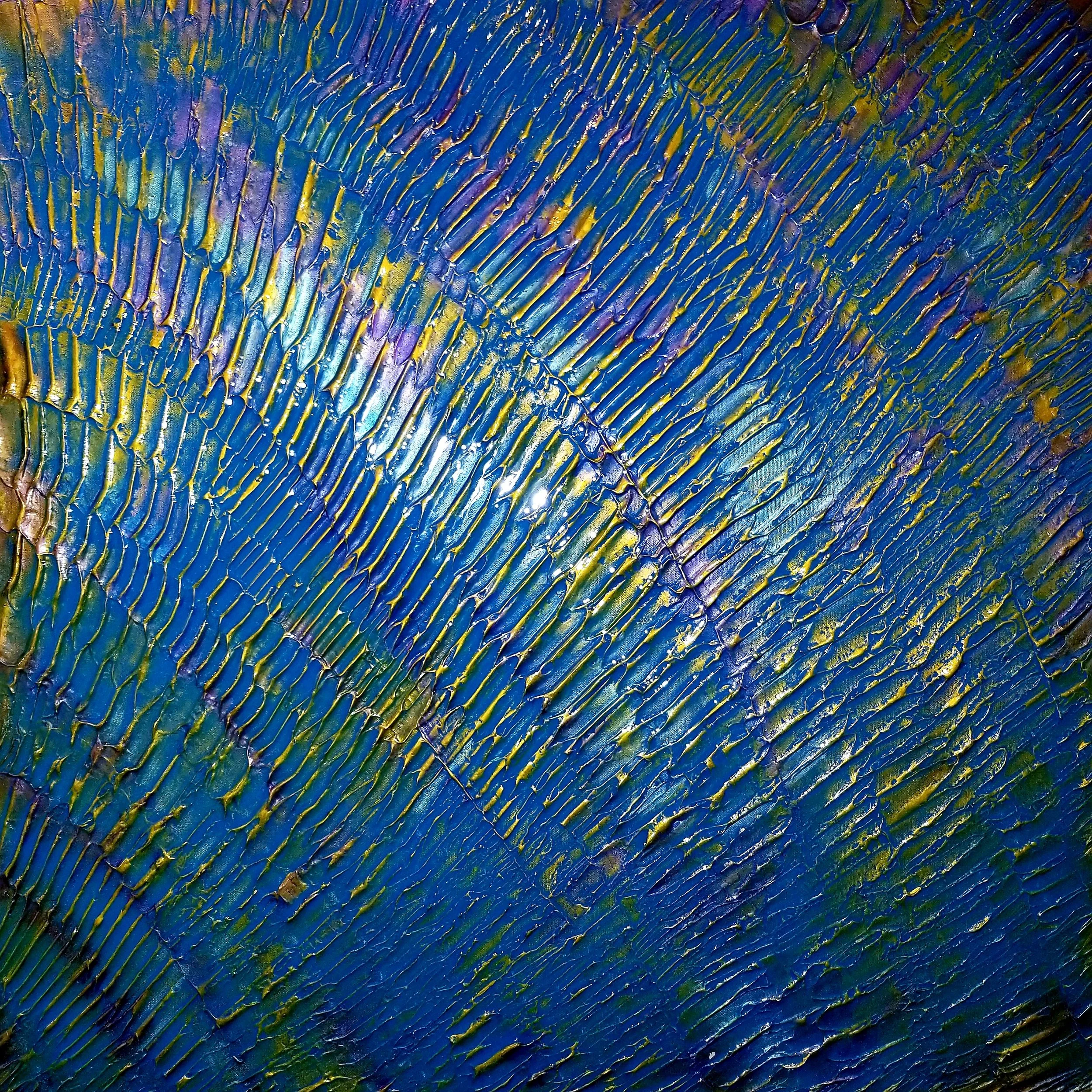 On Golden Pond
Acrylic and iridescent and metallic pigment on gallery-wrapped canvas measuring 36”x36”x1.5” 