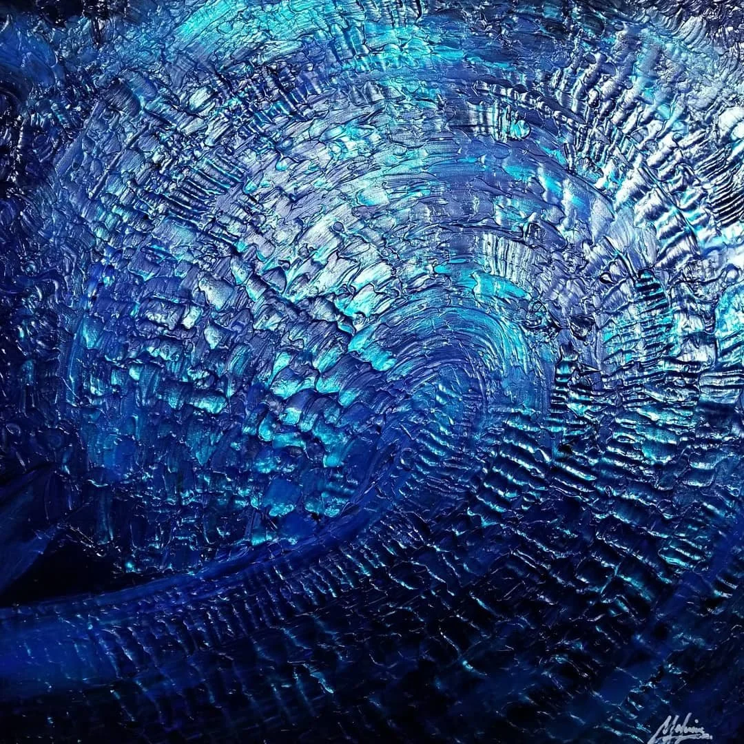Aquatic Resonance
Acrylic on gallery-wrapped canvas measuring 36”x36”x1.5”