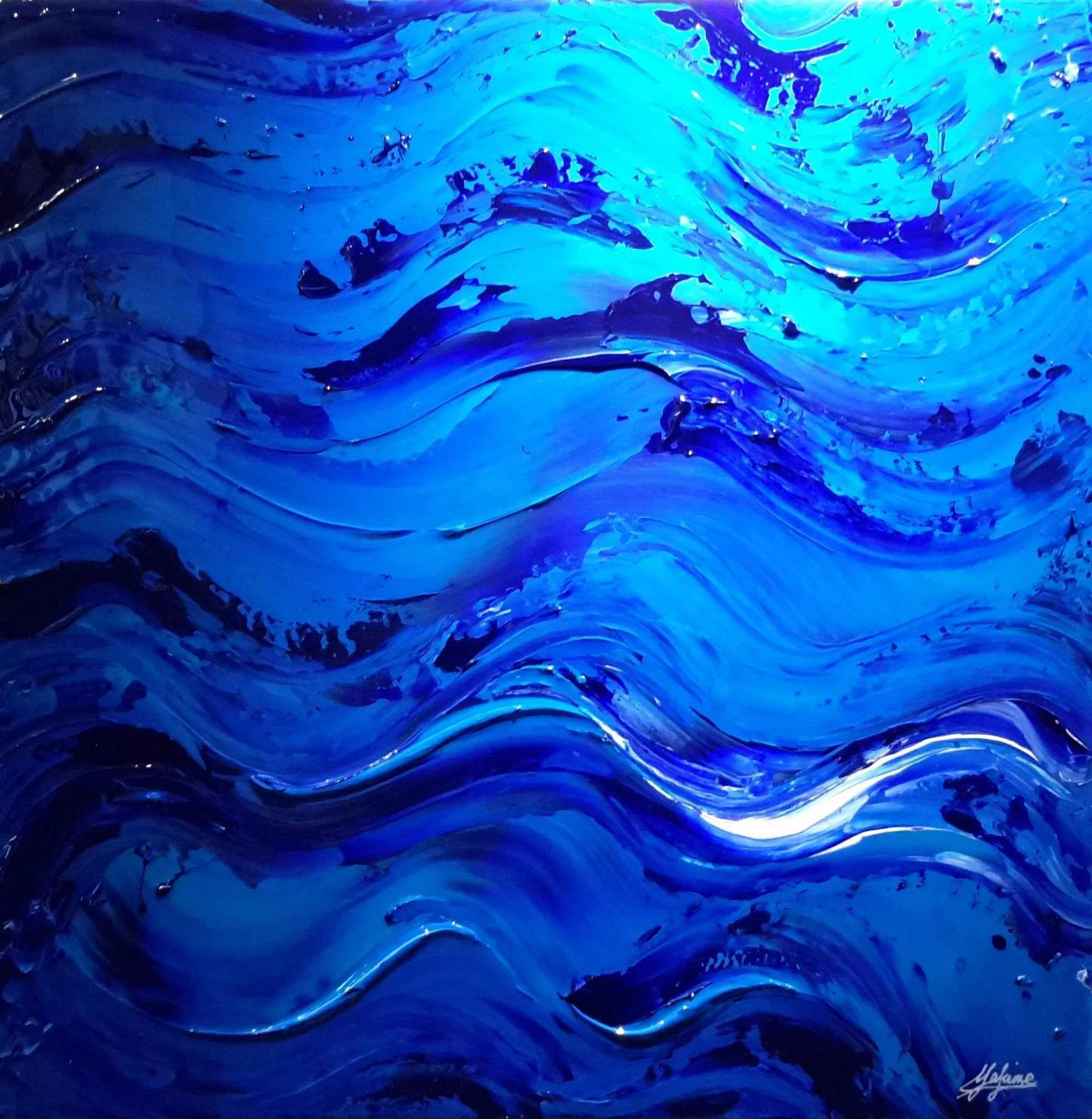 Tumultuous Seas - 36"x36"x1.5" Acrylic on  gallery-wrapped canvas