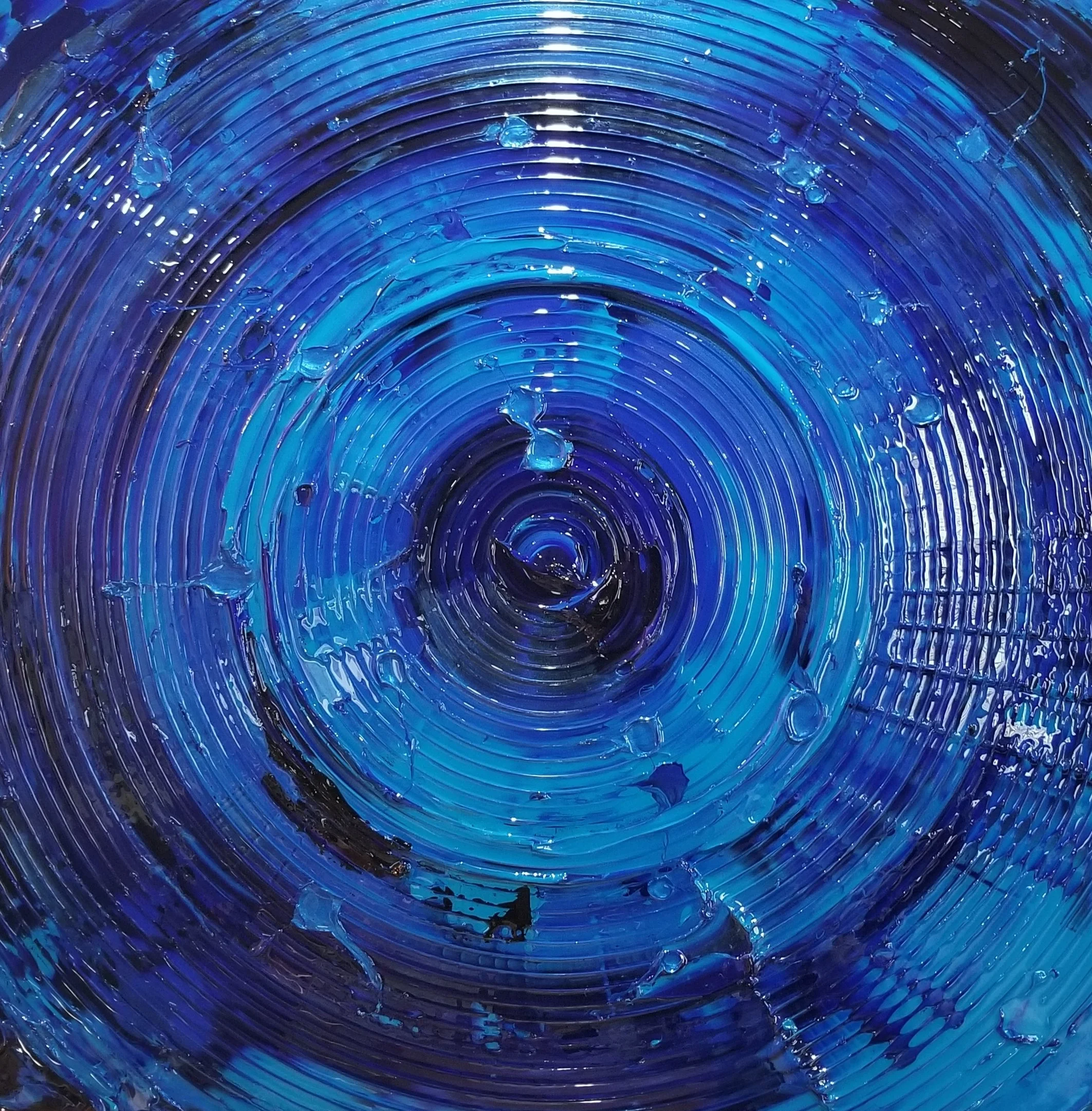 Reaction
Acrylic and iridescent and metallic pigment on gallery-wrapped canvas measuring 36”x36”x1.5” 