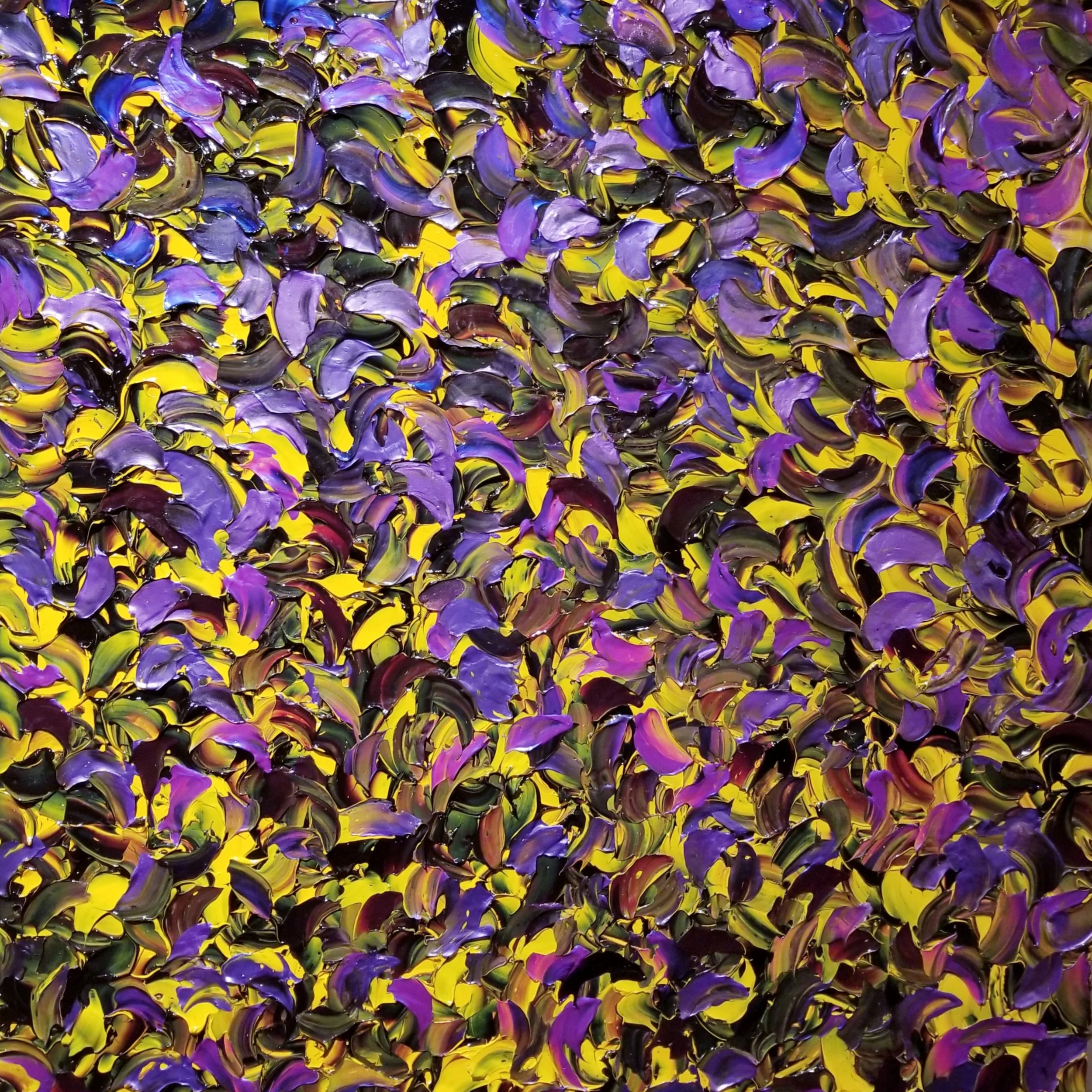 Viola
Acrylic and iridescent and metallic pigment on gallery-wrapped canvas measuring 36”x36”x1.5”