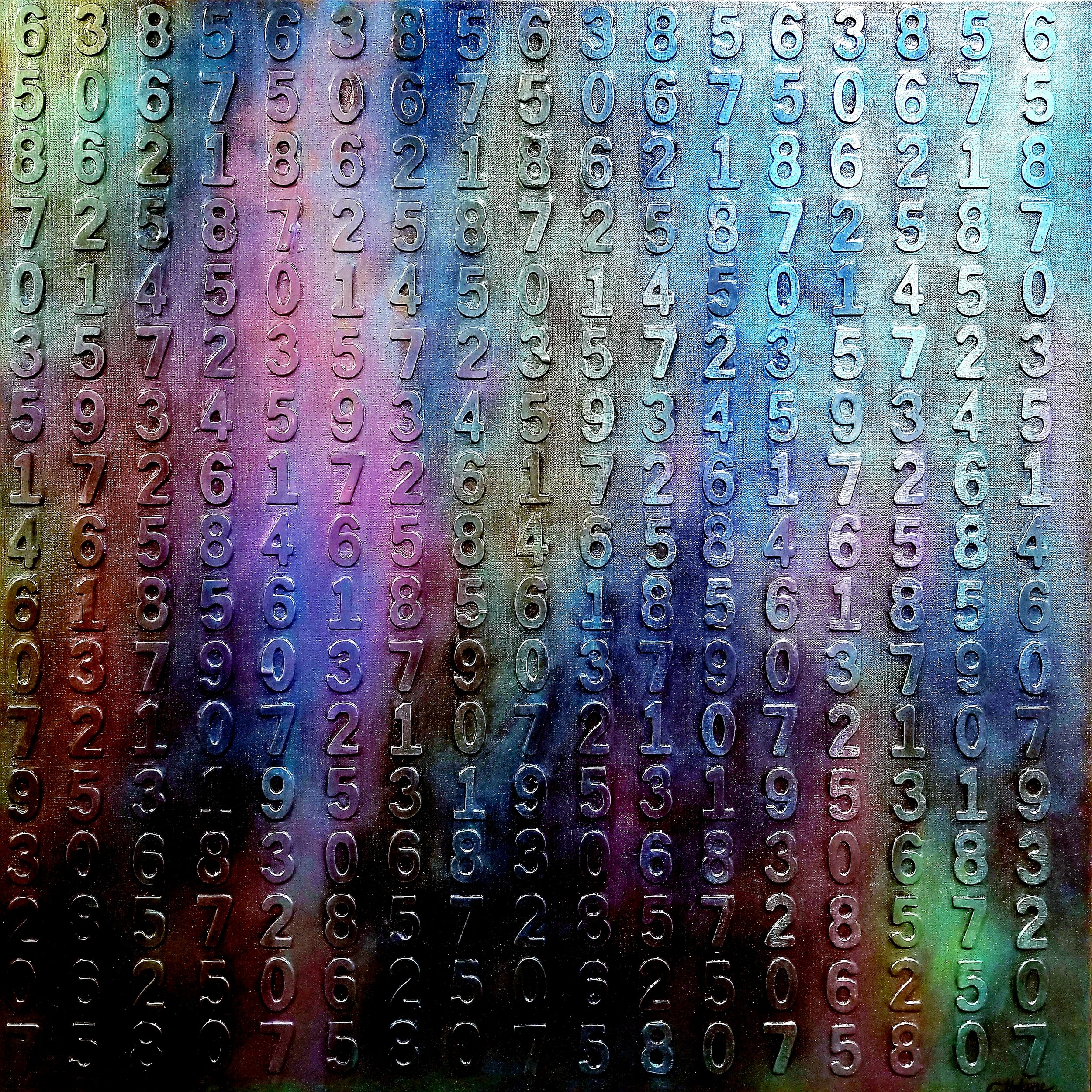 What's With All The Numbers?! V
Mixed media on gallery-wrapped canvas measuring 30"x30"x2"