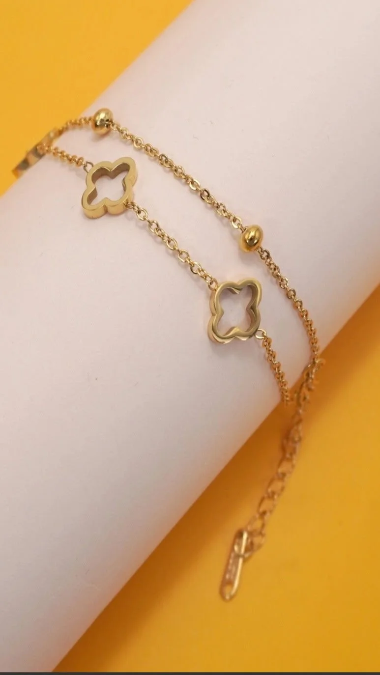 Golden Clover Charm Bracelet