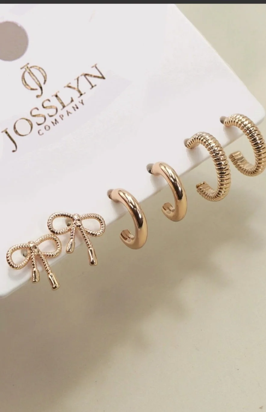 Triple Charm Hoop Set