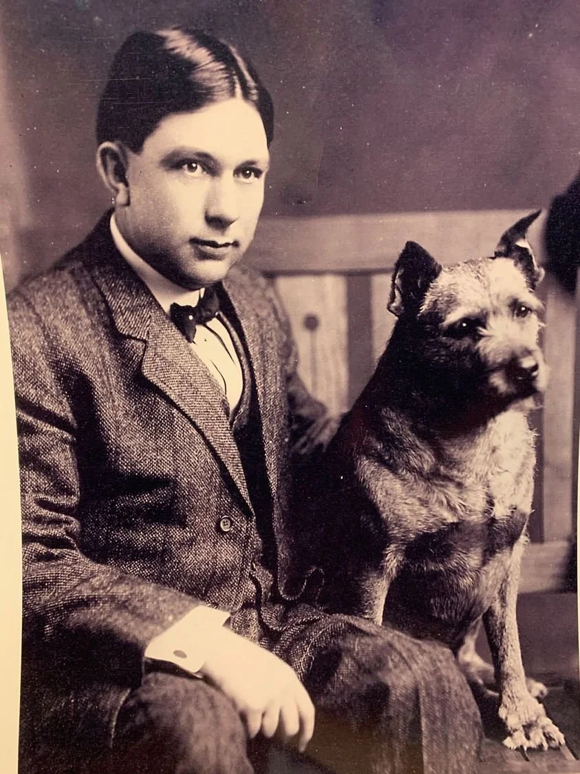 Dick Marlow and his dog Rounder, Sheridan, Wyoming, 1911