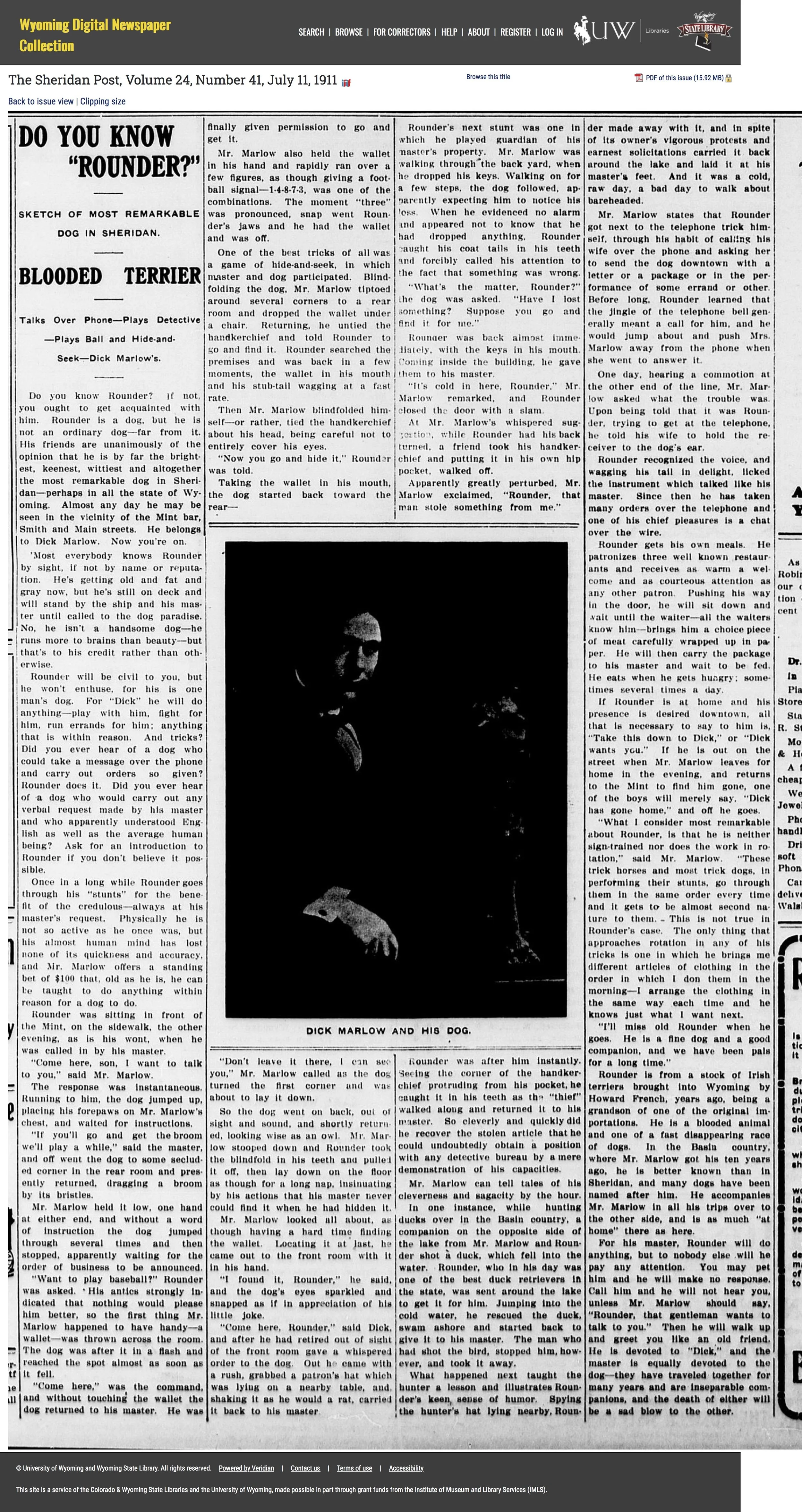 The Sheridan Post, July 11, 1911, Do You Know Rounder article
