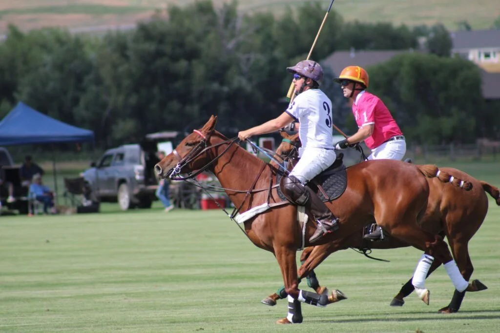 Polo players competing at the Big Horn Equestrian Center near Sheridan