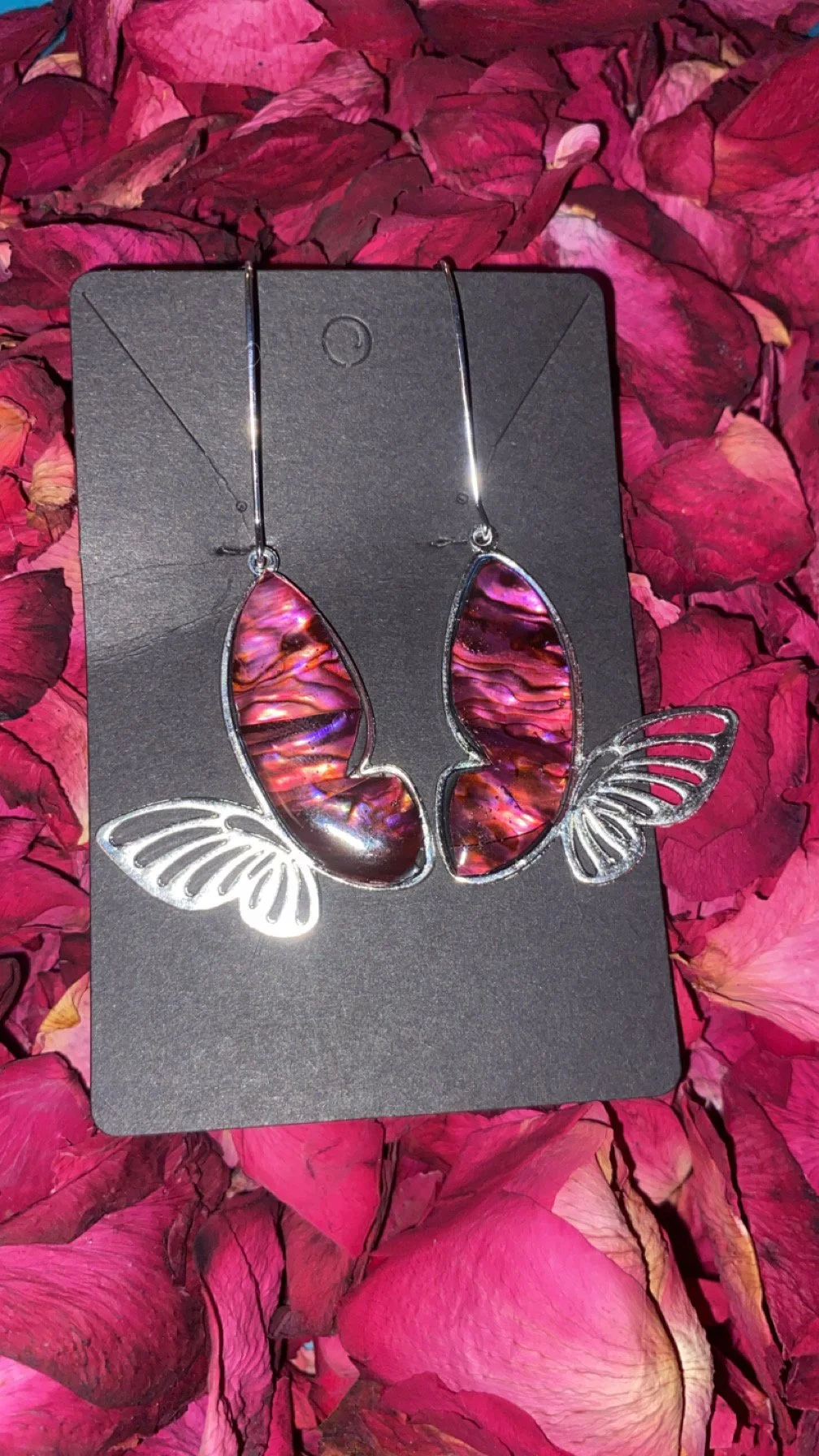 Purple Abalone inlay Butterfly dangles