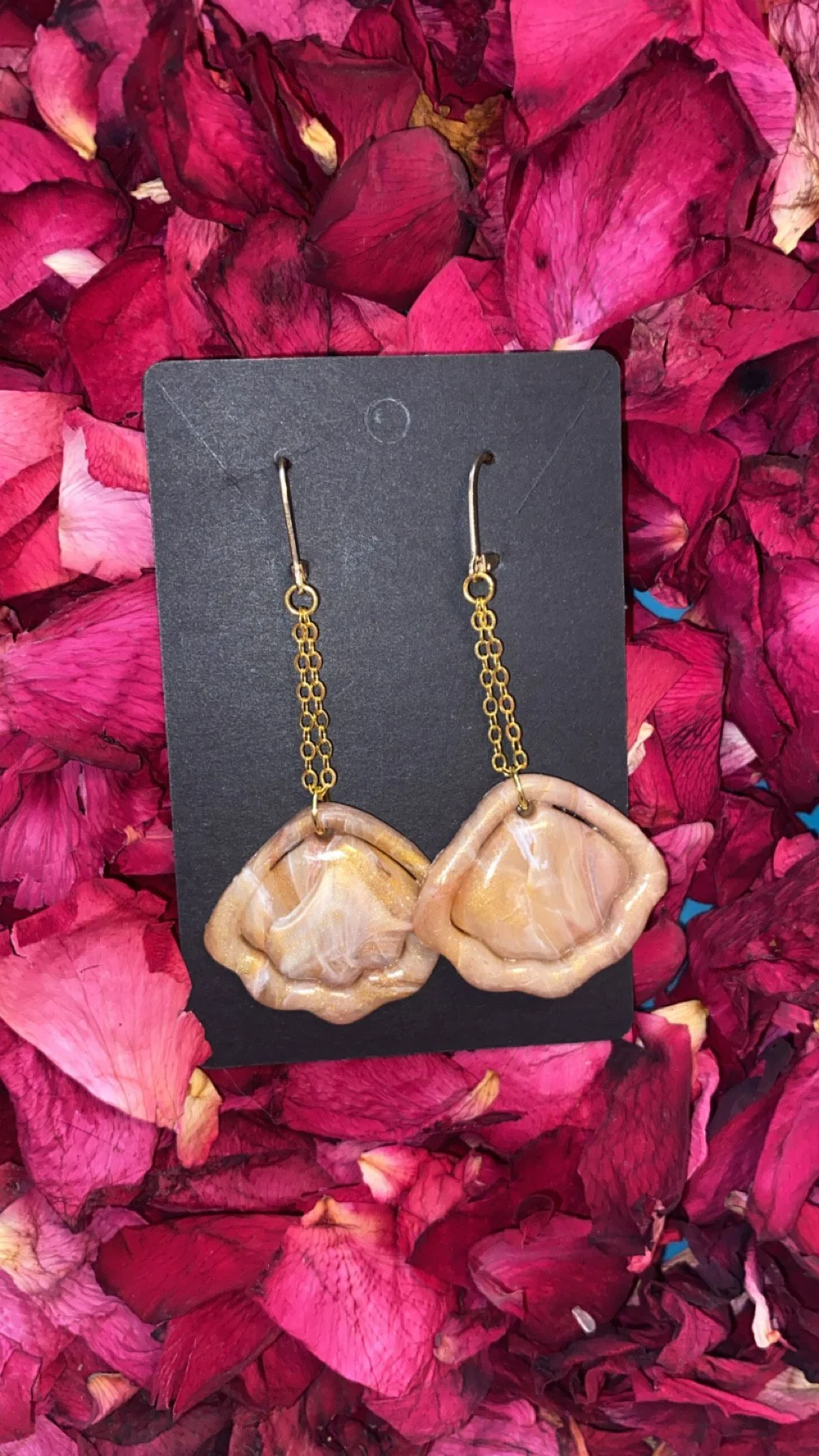 Gold marble Polymer shell dangles