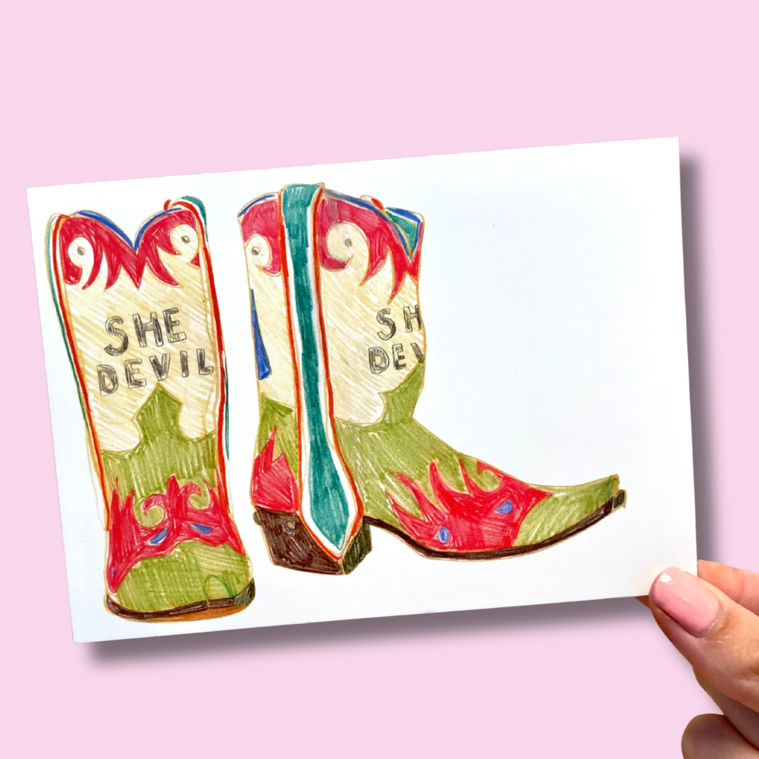 She Devil Cowboy Boots A6 Print