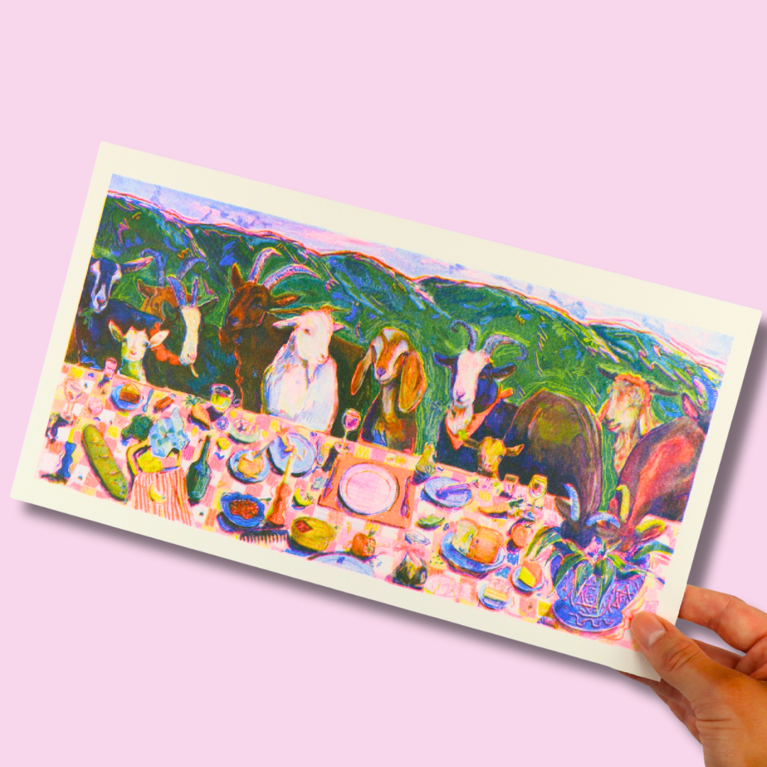 Goat's Last Supper Risograph Print