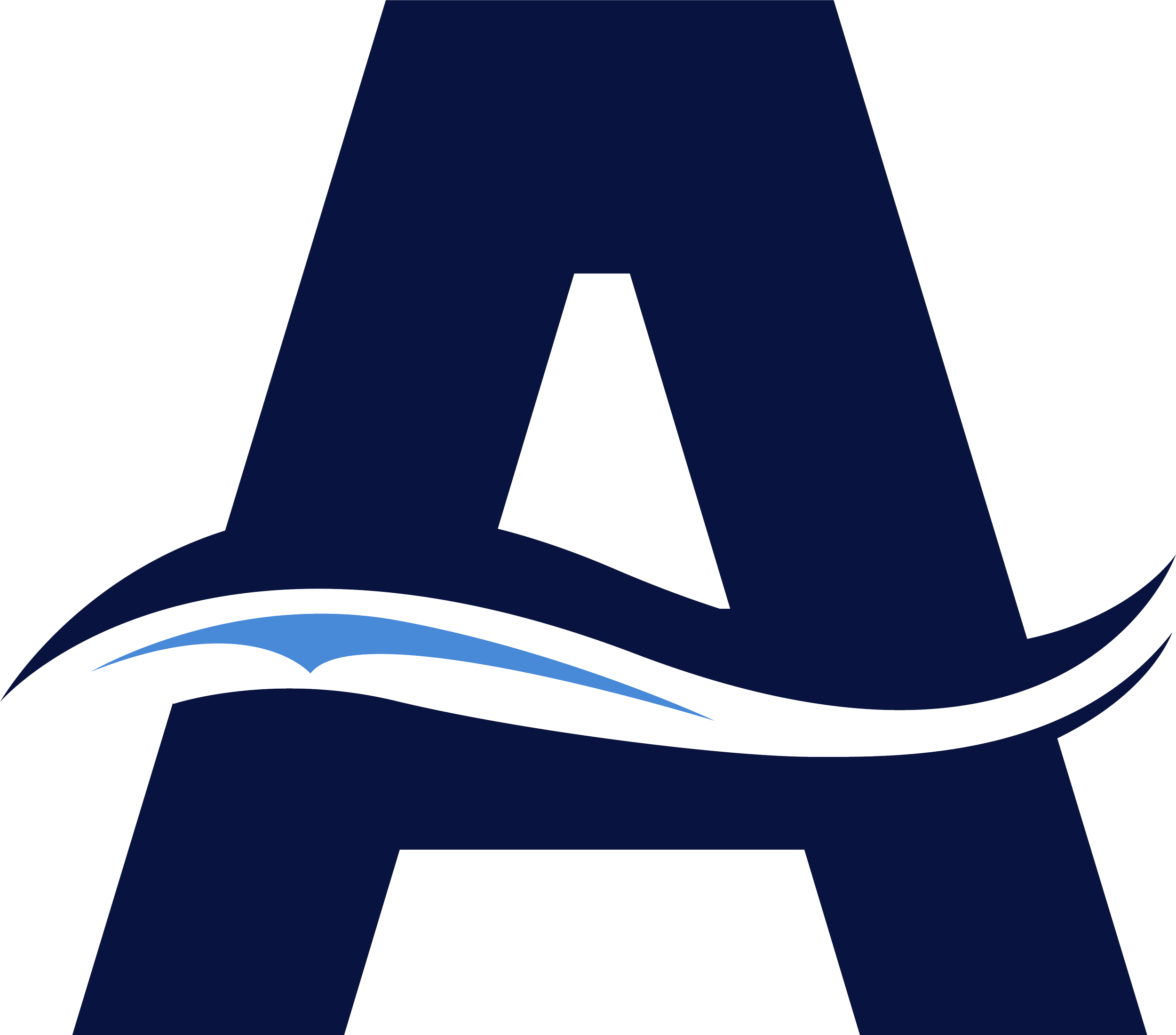 A large letter 'A' in dark blue with a light blue underline.
