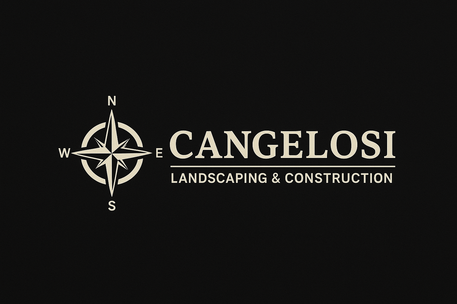 Logo for Cangelosi Landscaping & Construction featuring a compass rose design.