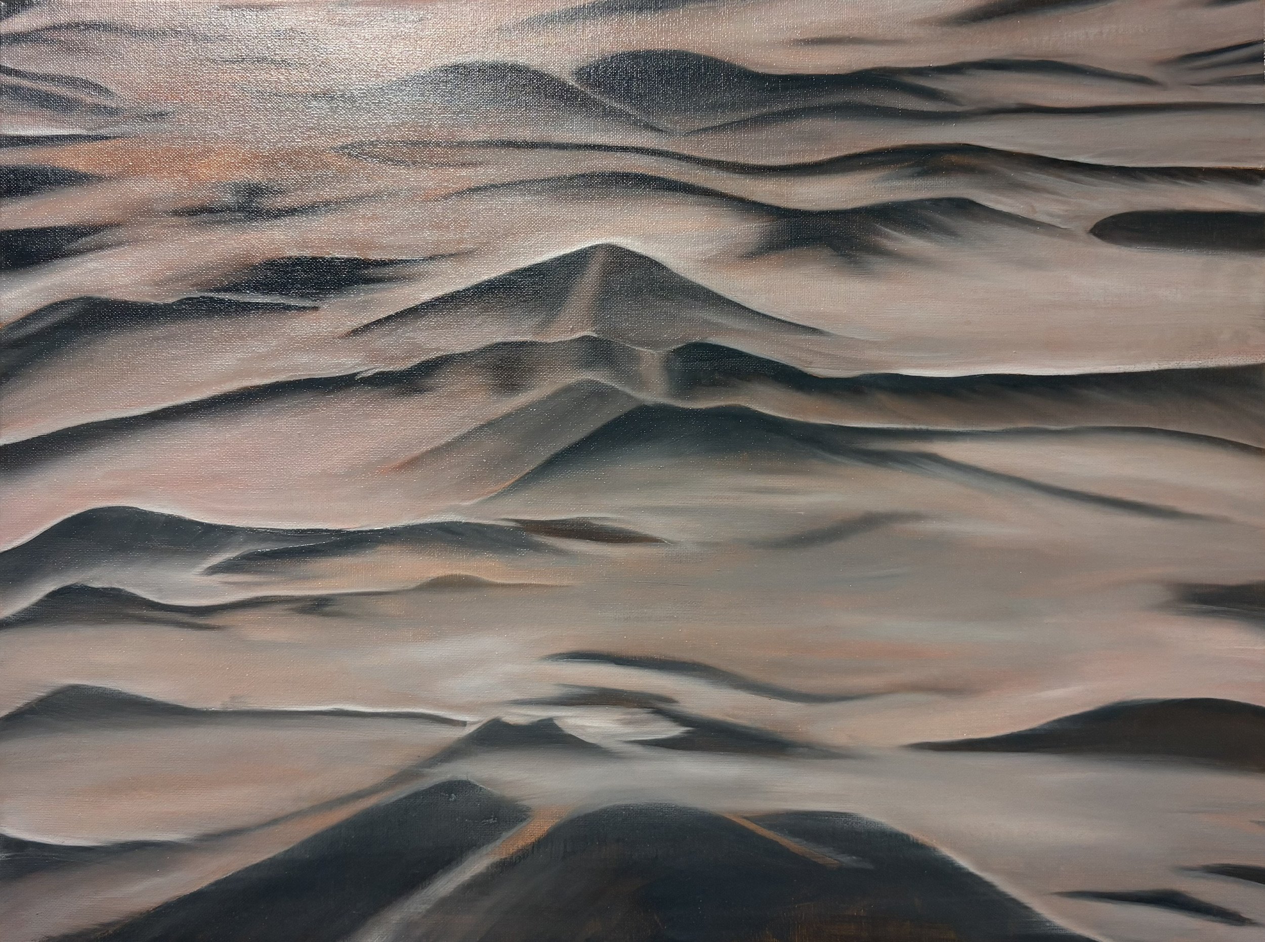 Waves,
18’x24”,
Oils on canvas,
Year 2025,

This series of three paintings is an exploration of movement and the unpredictable nature of the sea. Across each canvas, I practiced letting the lines of the water take me where they wanted to go, resultin