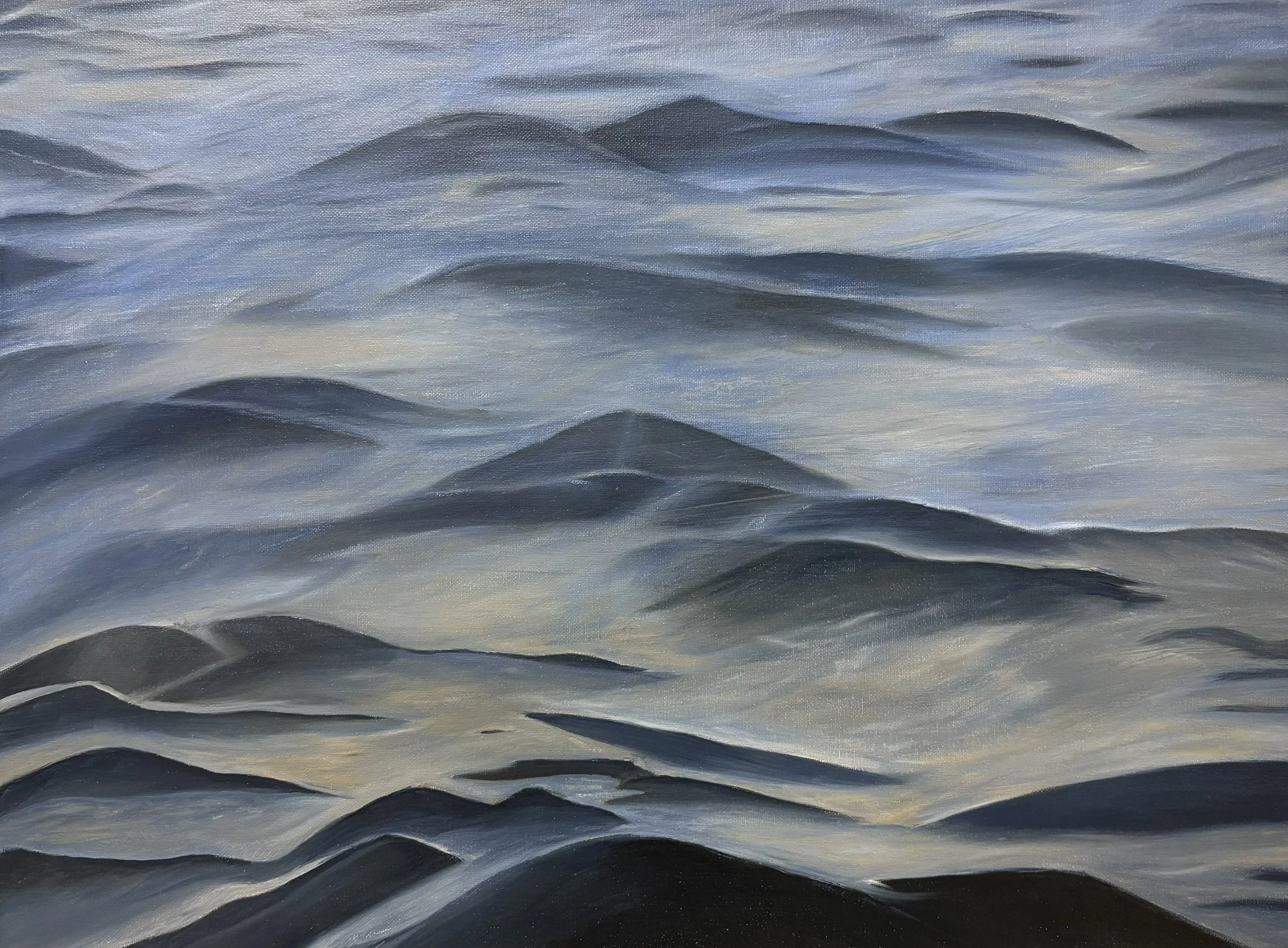Waves,
18’x24”,
Oils on canvas,
Year 2025,

This series of three paintings is an exploration of movement and the unpredictable nature of the sea. Across each canvas, I practiced letting the lines of the water take me where they wanted to go, resultin