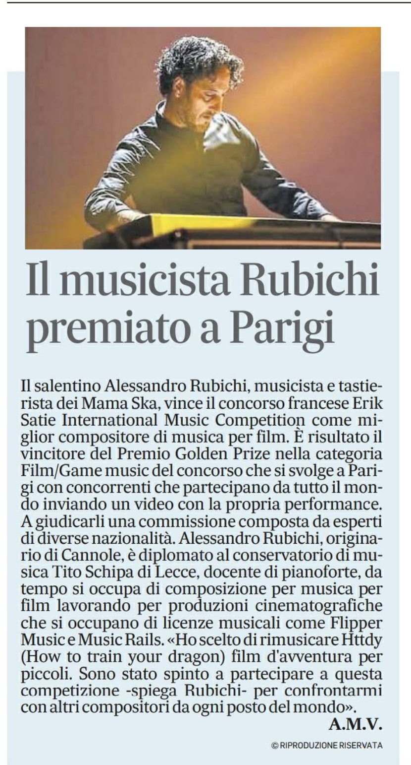 Musician Alessandro Rubichi Awarded in Paris