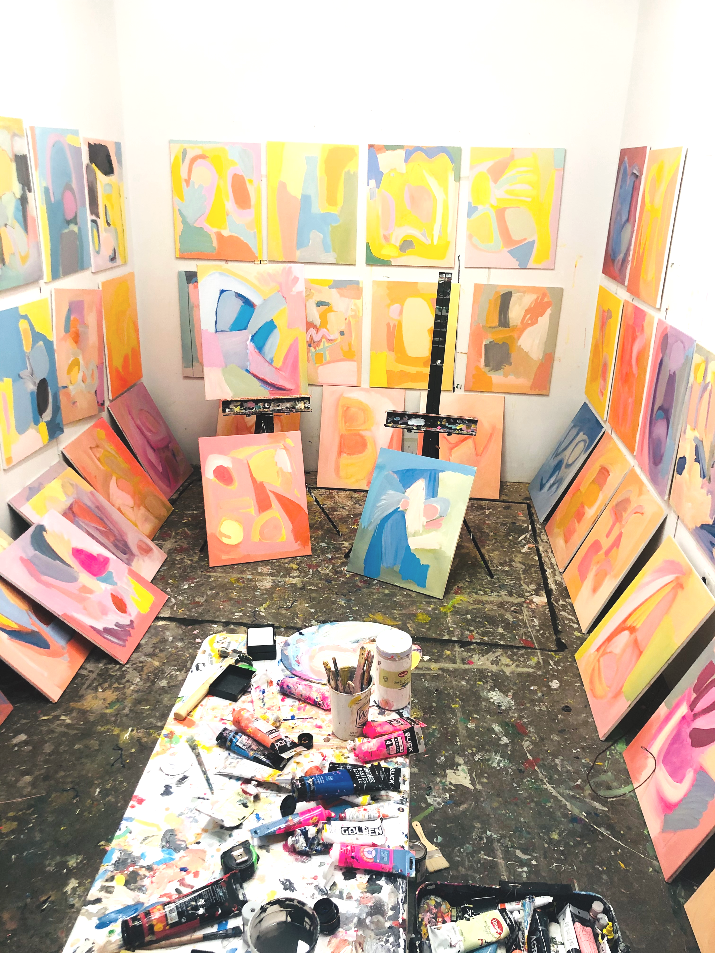 The Oracle paintings in the studio during development of the series.