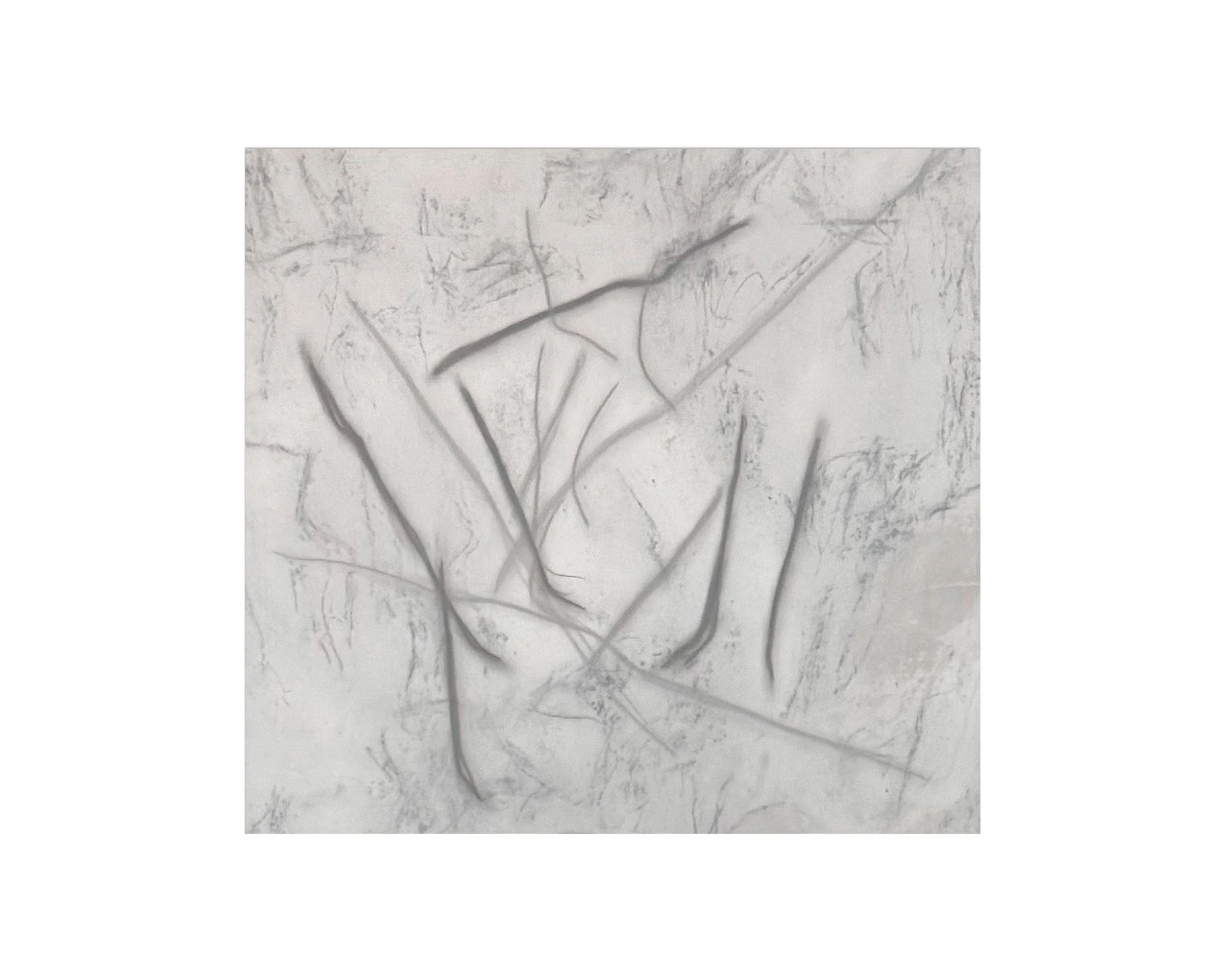 Sticks on Skin: Oh and I Have Found the Rocks. Pastel, gesso, and natural materials on canvas, 29 × 32 × 0.75 in., 2024–2026. Series: Elsewhere