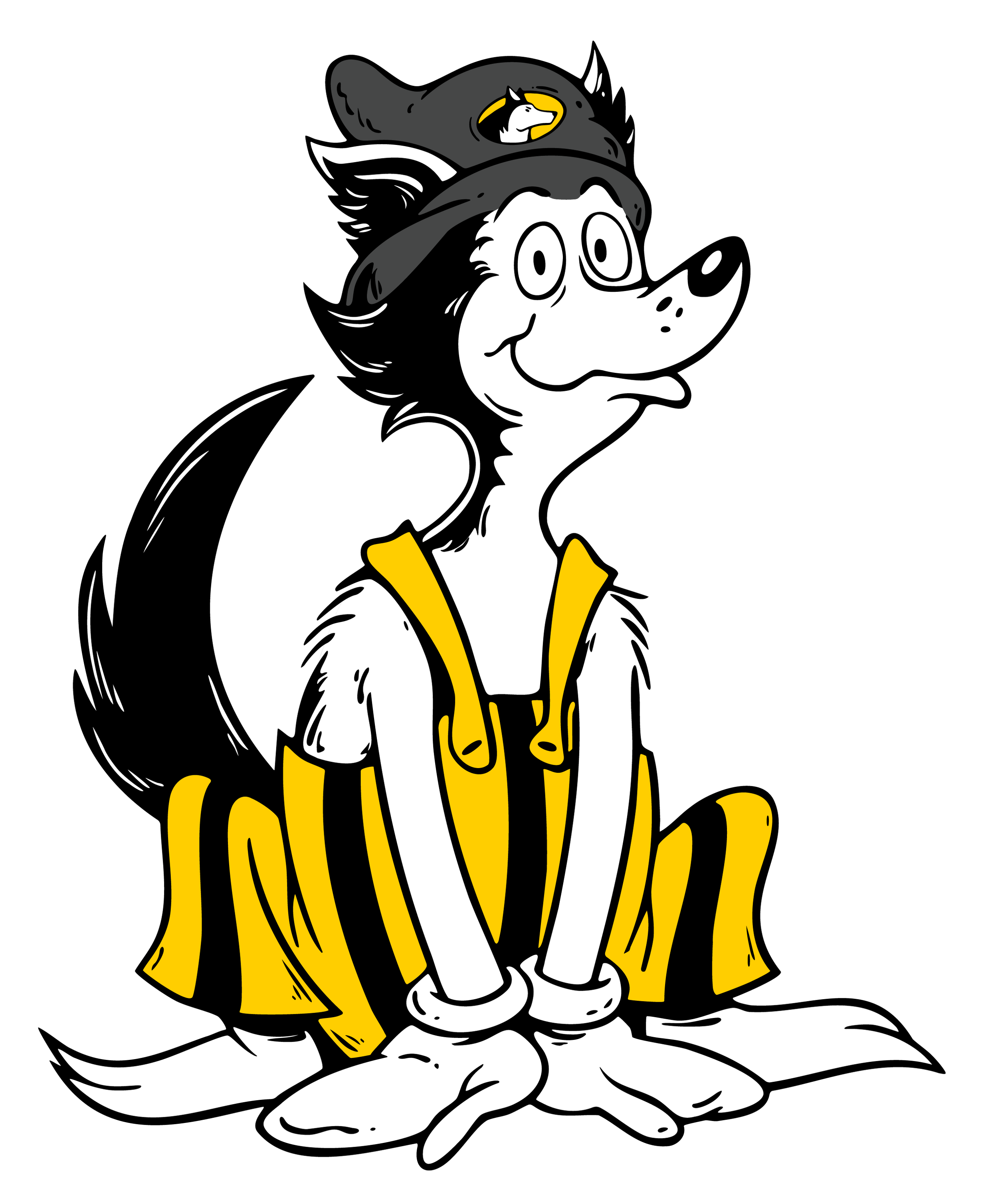 illustration of husky character sitting
