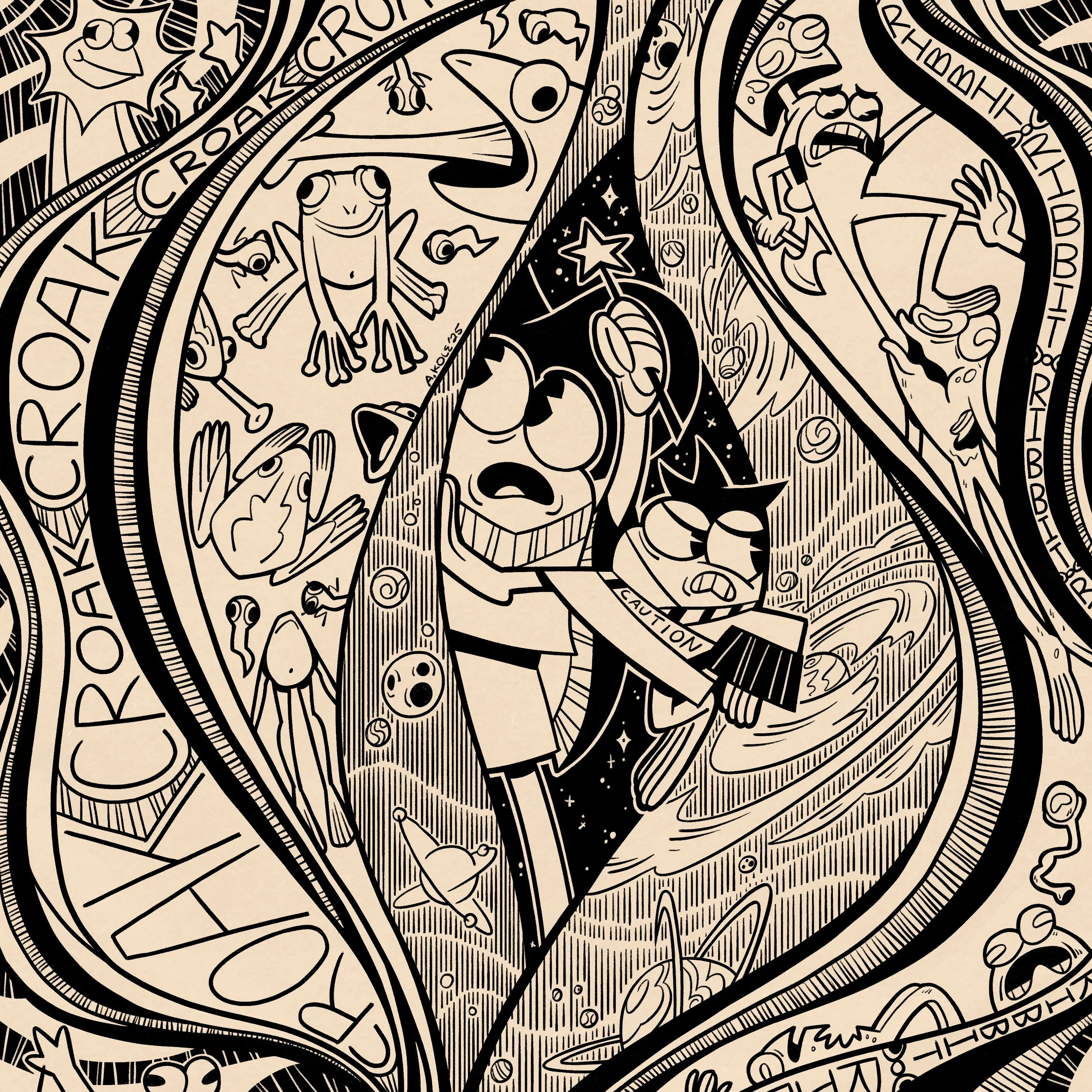 Day 06 Prompt: Pierce "In this lesson, two frogs pierce the veil of reality"