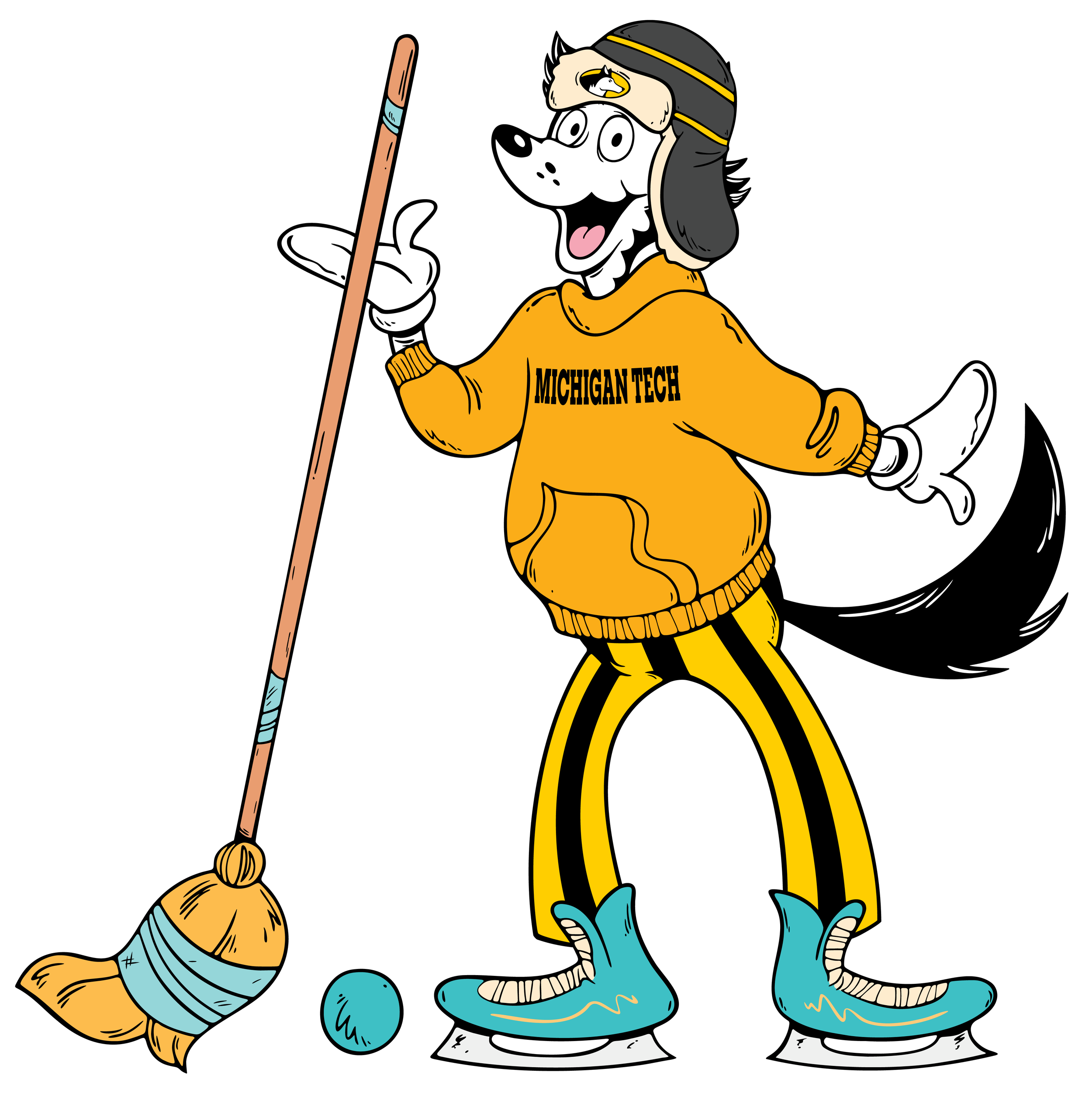example of the husky character wearing an outfit