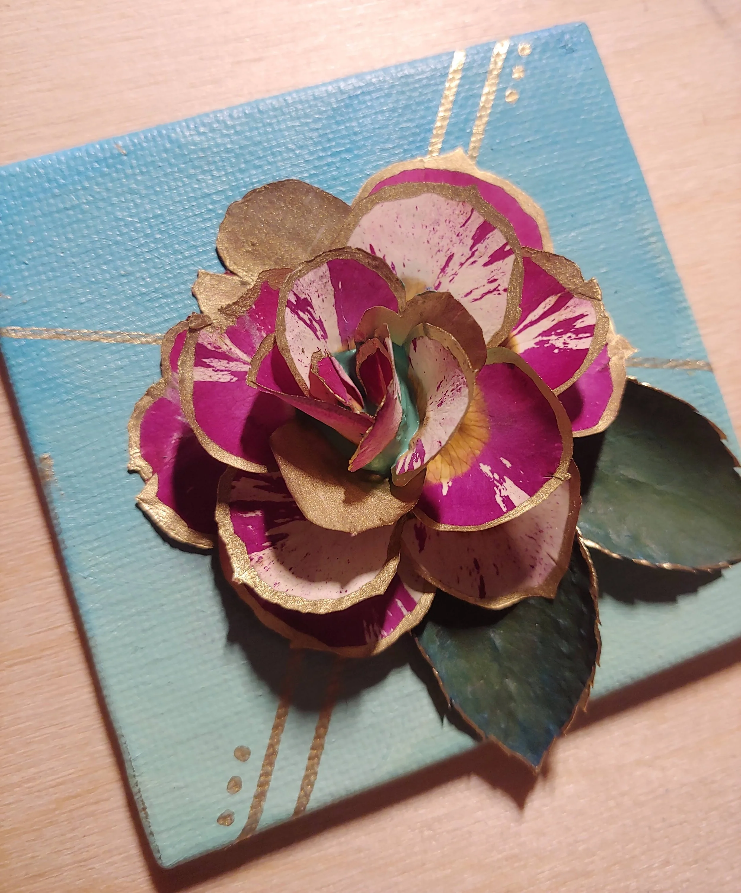 acrylic painting decorated with flowers