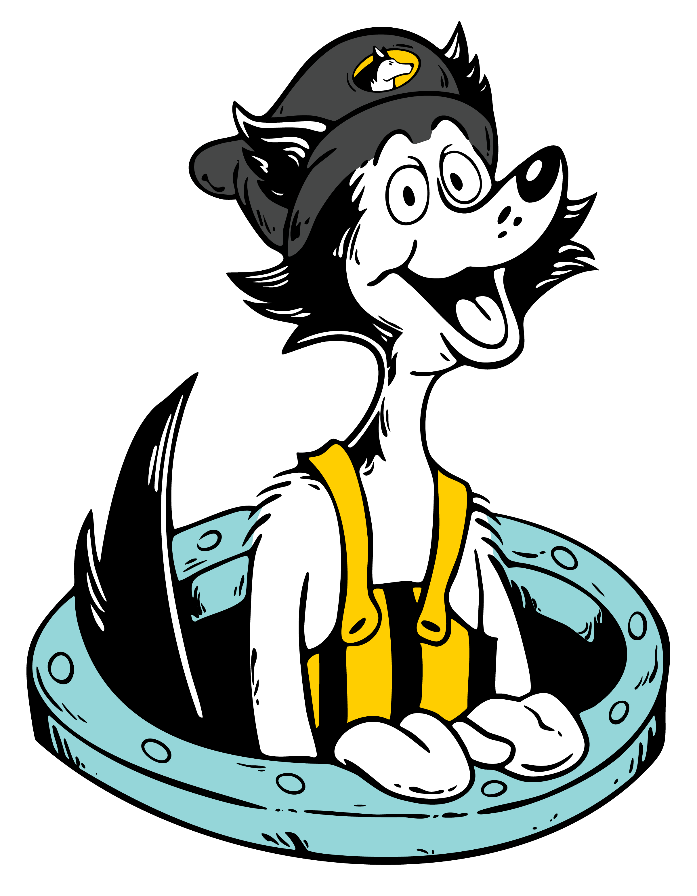 illustration of husky popping out of a hole