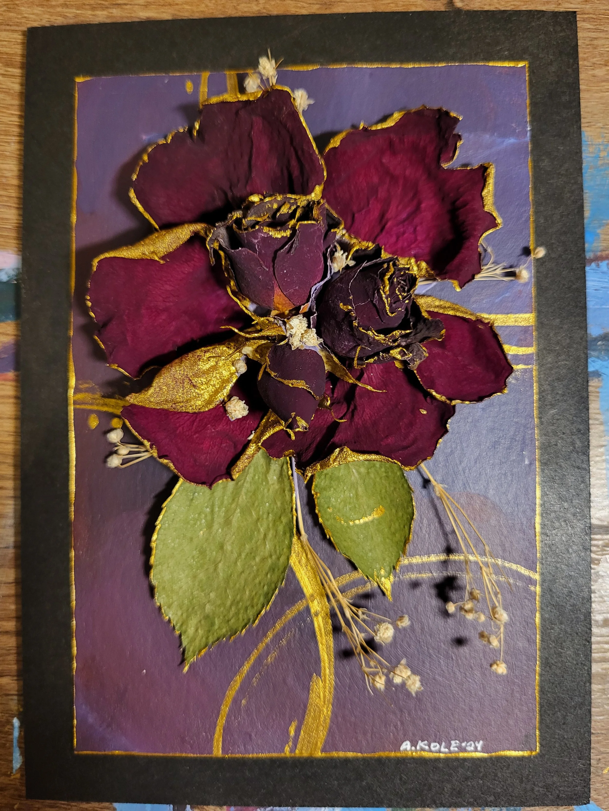 acrylic painting decorated with flowers